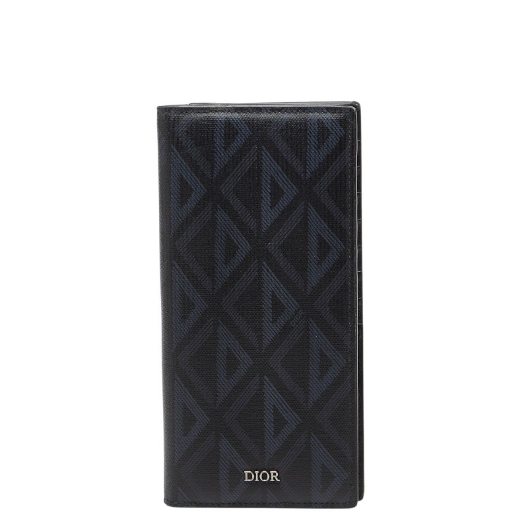 Christian Dior Black Navy Pvc Long Wallet (Bi-Fold) (Pre-Owned)