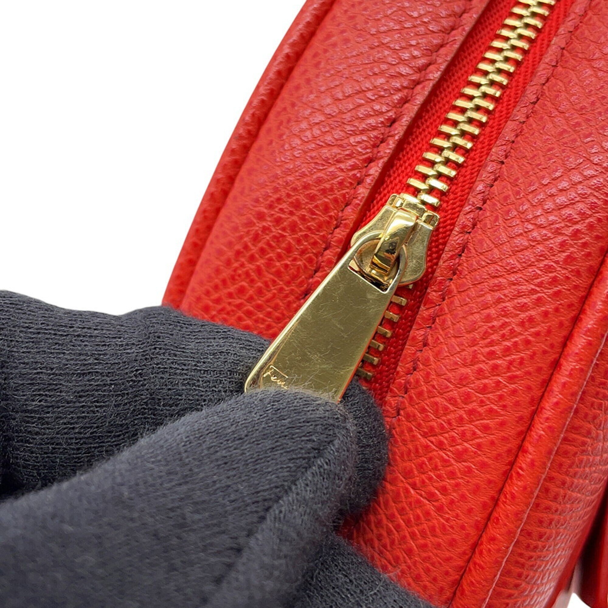 Salvatore Ferragamo Red Color Leather Shoulder Bag Sling Bag (Pre-Owned)