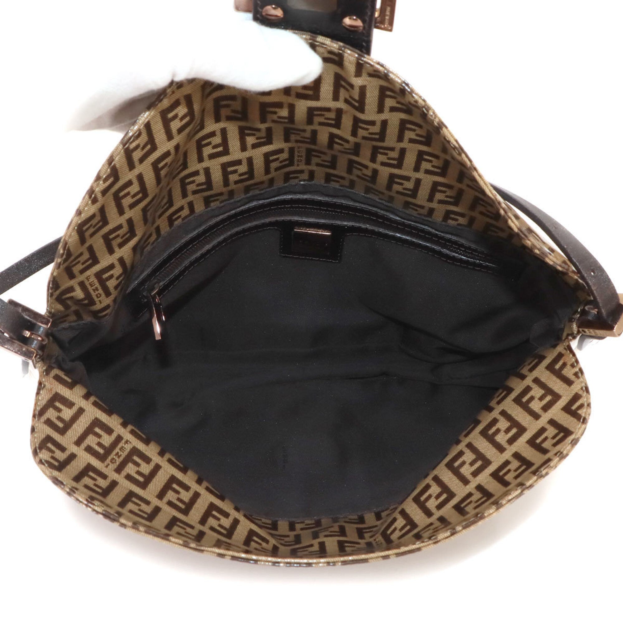 Fendi Beige Brown Zucchino Handbag Shoulder Bag (Pre-Owned)