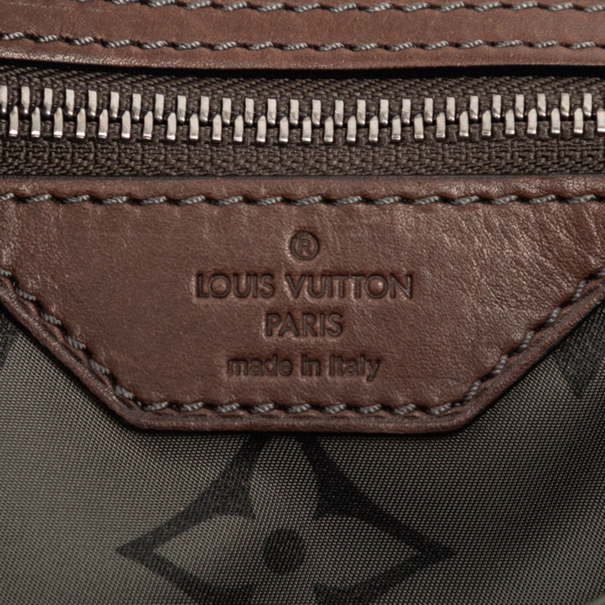 Louis Vuitton Gray Brown Canvas Leather Shoulder Bag Tote Bag (Pre-Owned)