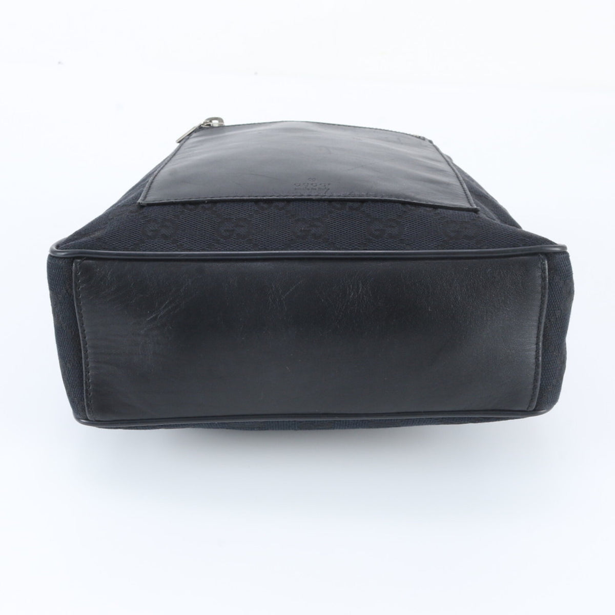 Gucci Black Leather Canvas Handbag Shoulder Bag (Pre-Owned)