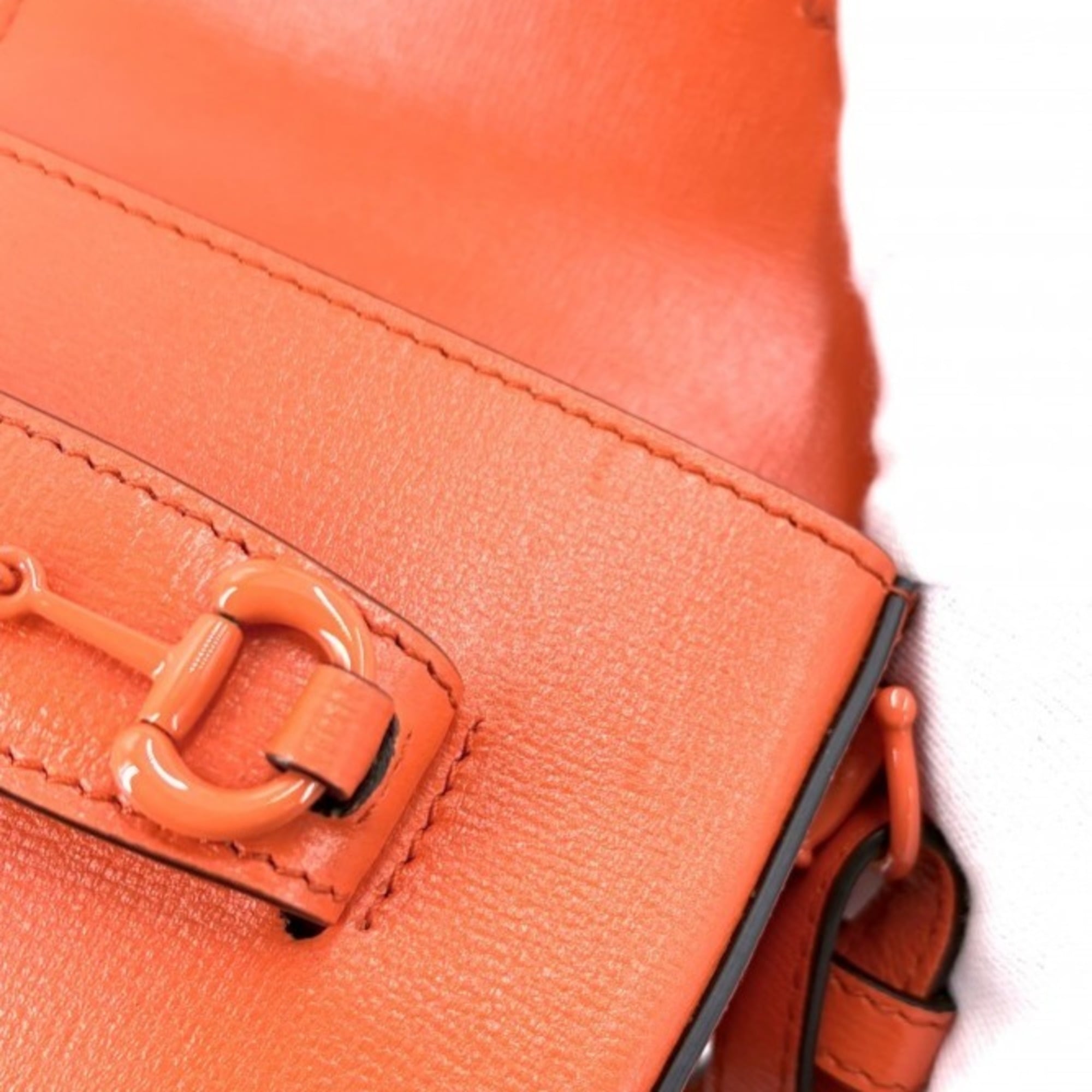 Gucci Orange White Leather Handbag Shoulder Bag (Pre-Owned)