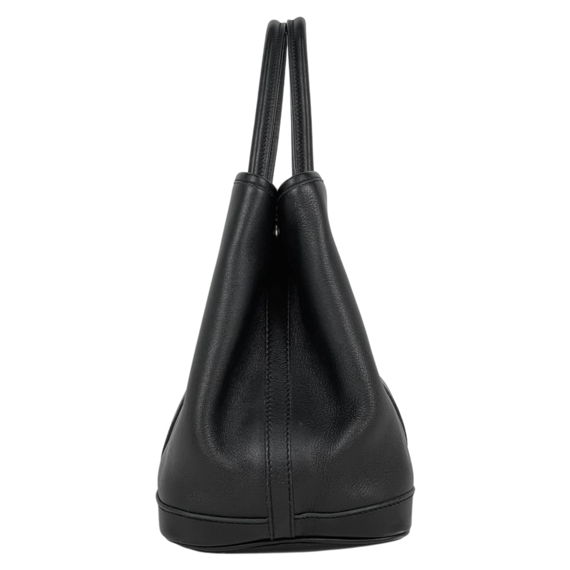 Hermes Garden Black Swift Leather Handbag Tote Bag (Pre-Owned)