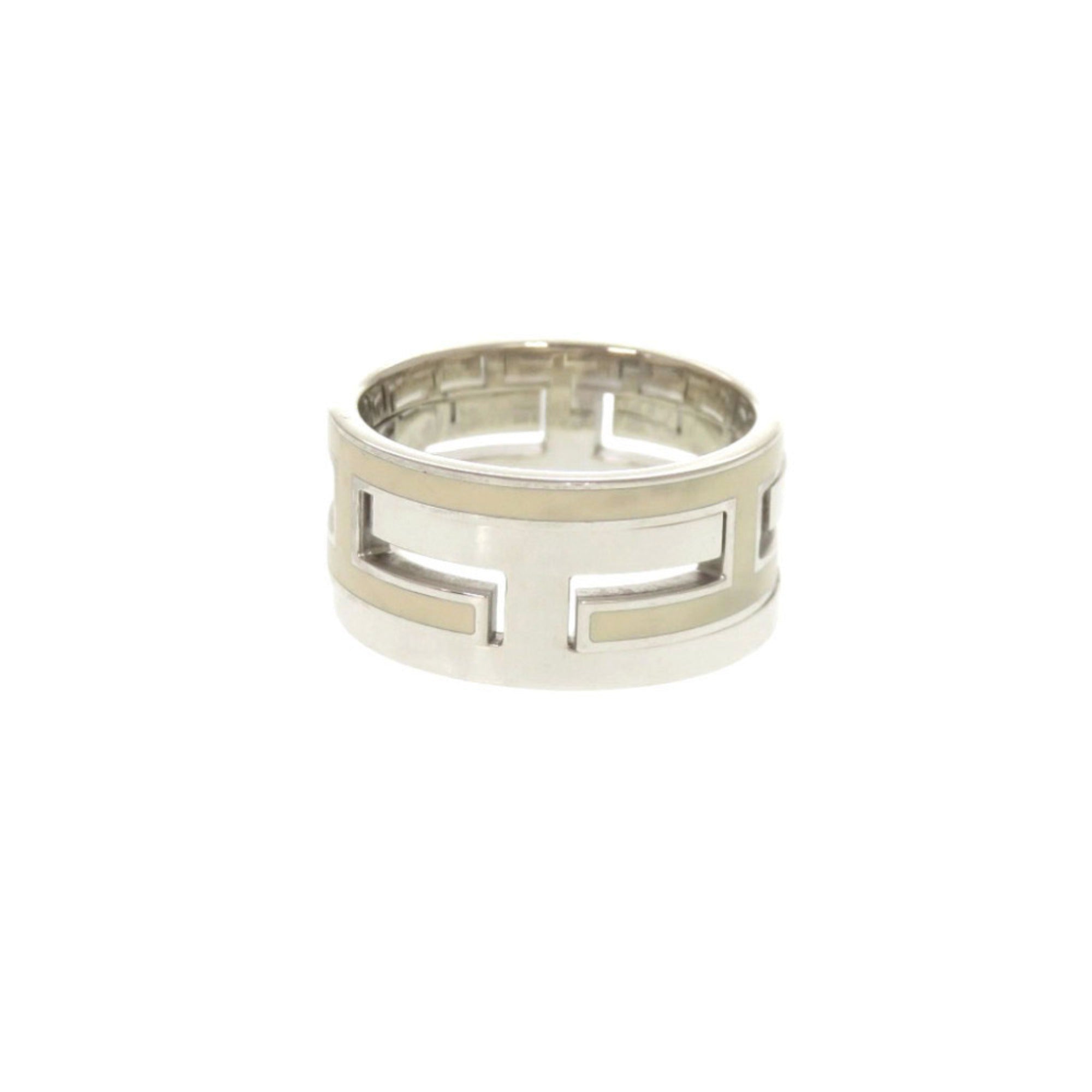 Hermes Silver Ivory Silver 925 Band Ring (Pre-Owned)