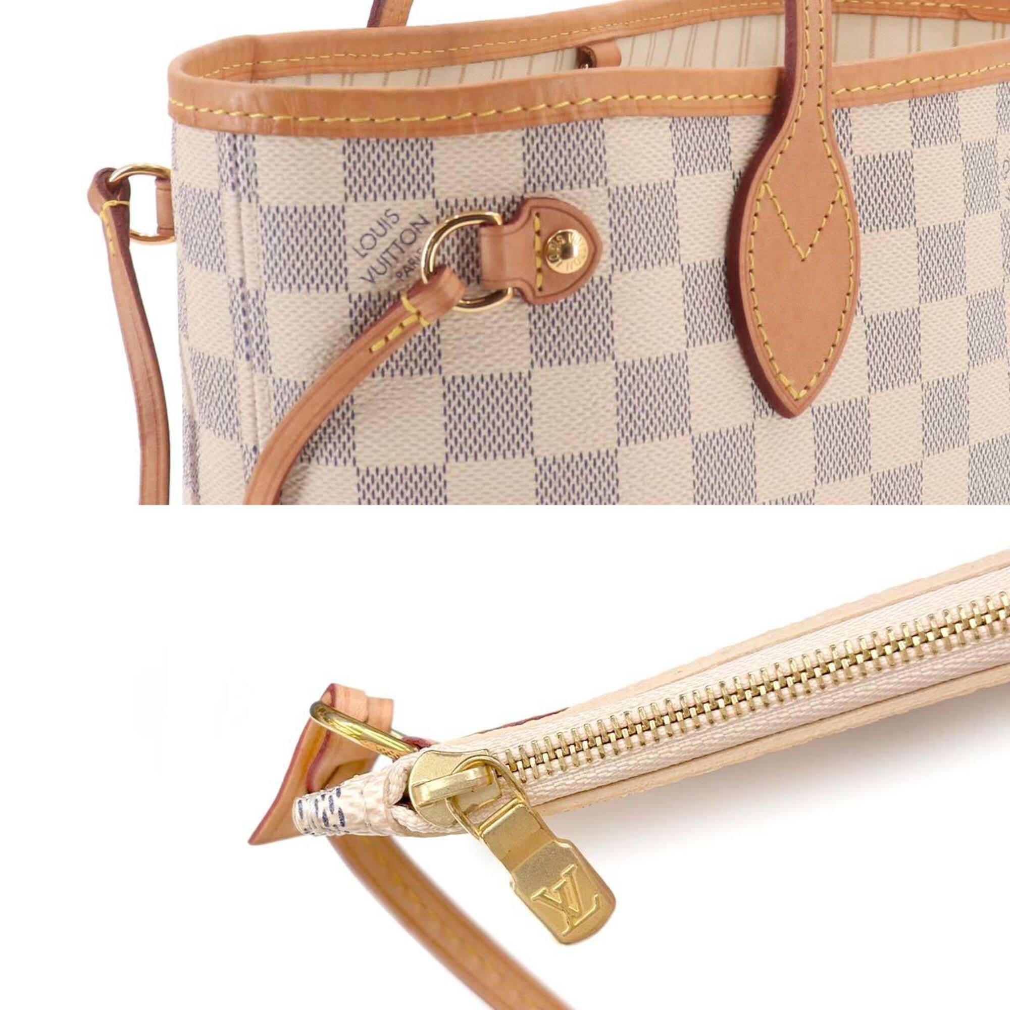 Louis Vuitton Damier Azur White Faux Leather Handbag Pouch Tote Bag (Pre-Owned)