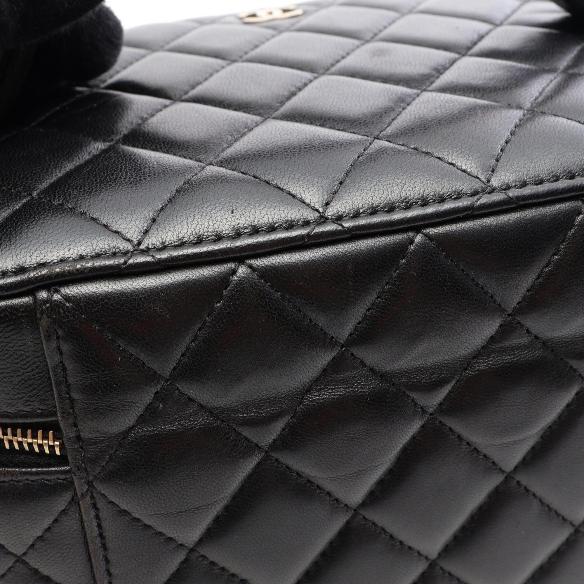 Chanel Black Leather Handbag Vanity Bag (Pre-Owned)