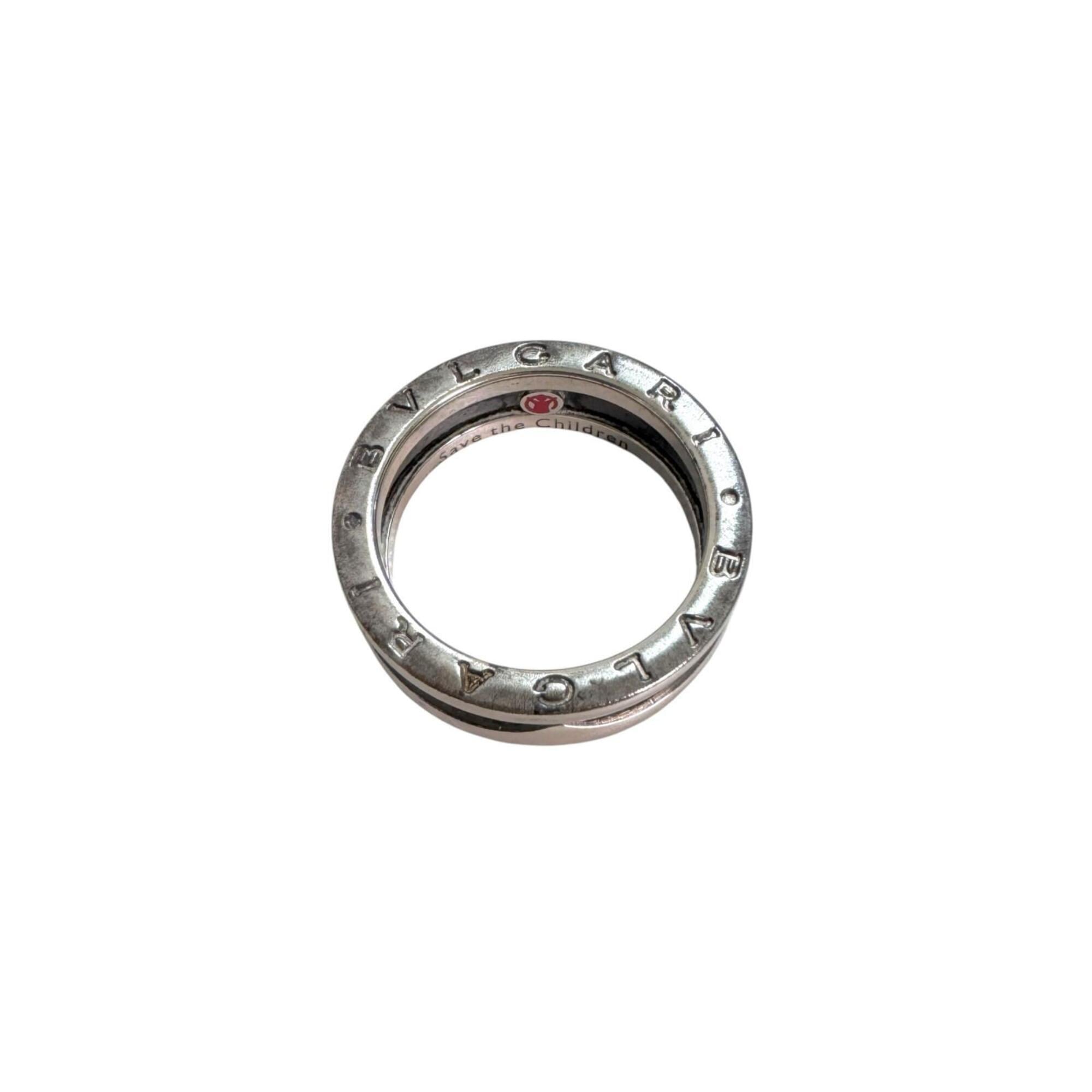 Bvlgari Silver Black Silver 925 Band Ring (Pre-Owned)