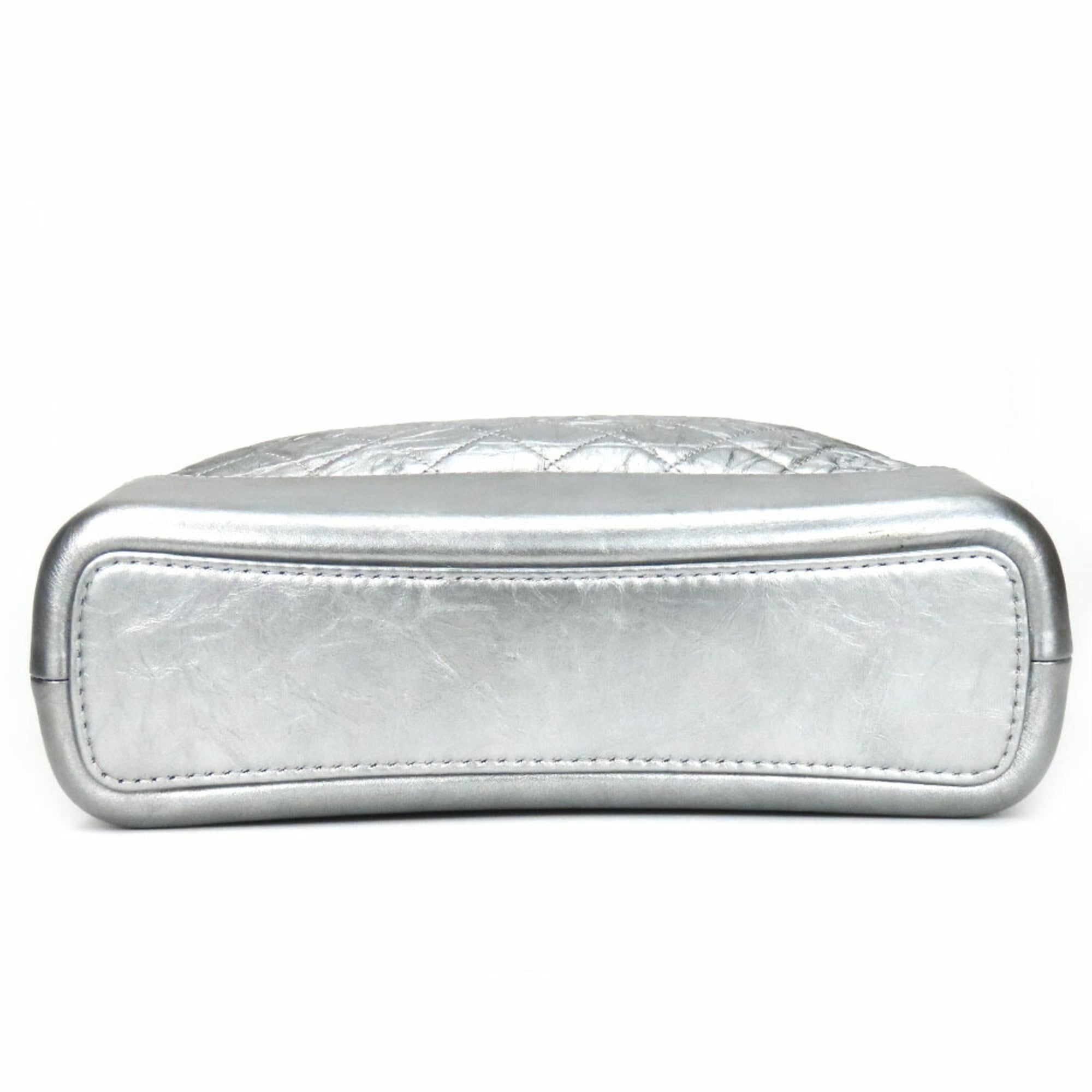 Chanel Metallic Silver Leather Shoulder Bag (Pre-Owned)