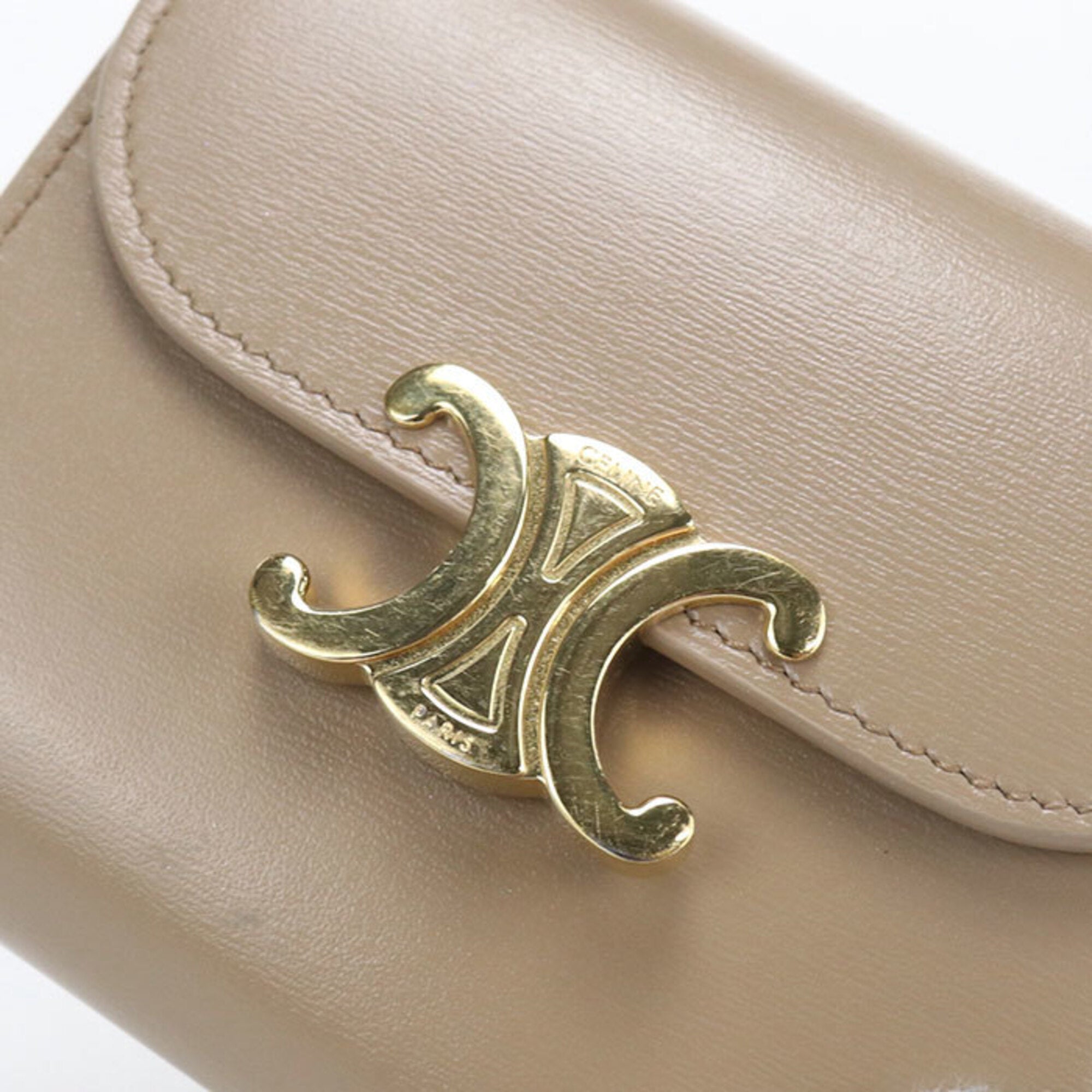 Celine Beige Leather Wallet (Tri-Fold) (Pre-Owned)