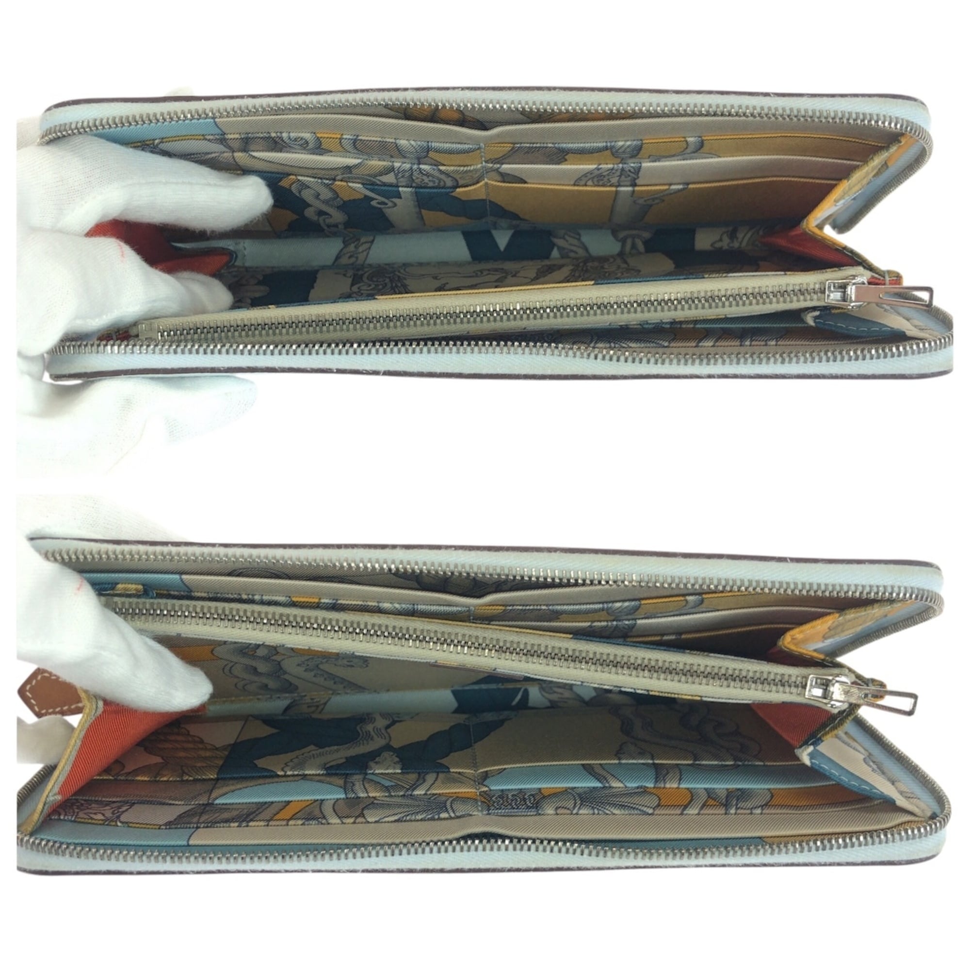 Hermes Light Blue Silk Epsom Leather Long Wallet (Bi-Fold) (Pre-Owned)