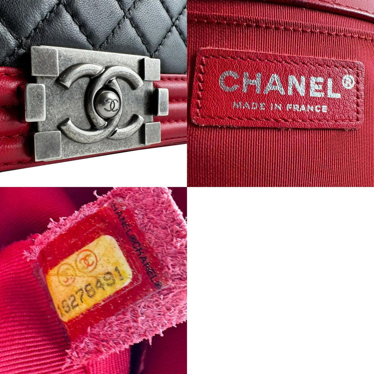 Chanel Black Red Color Leather Shoulder Bag (Pre-Owned)