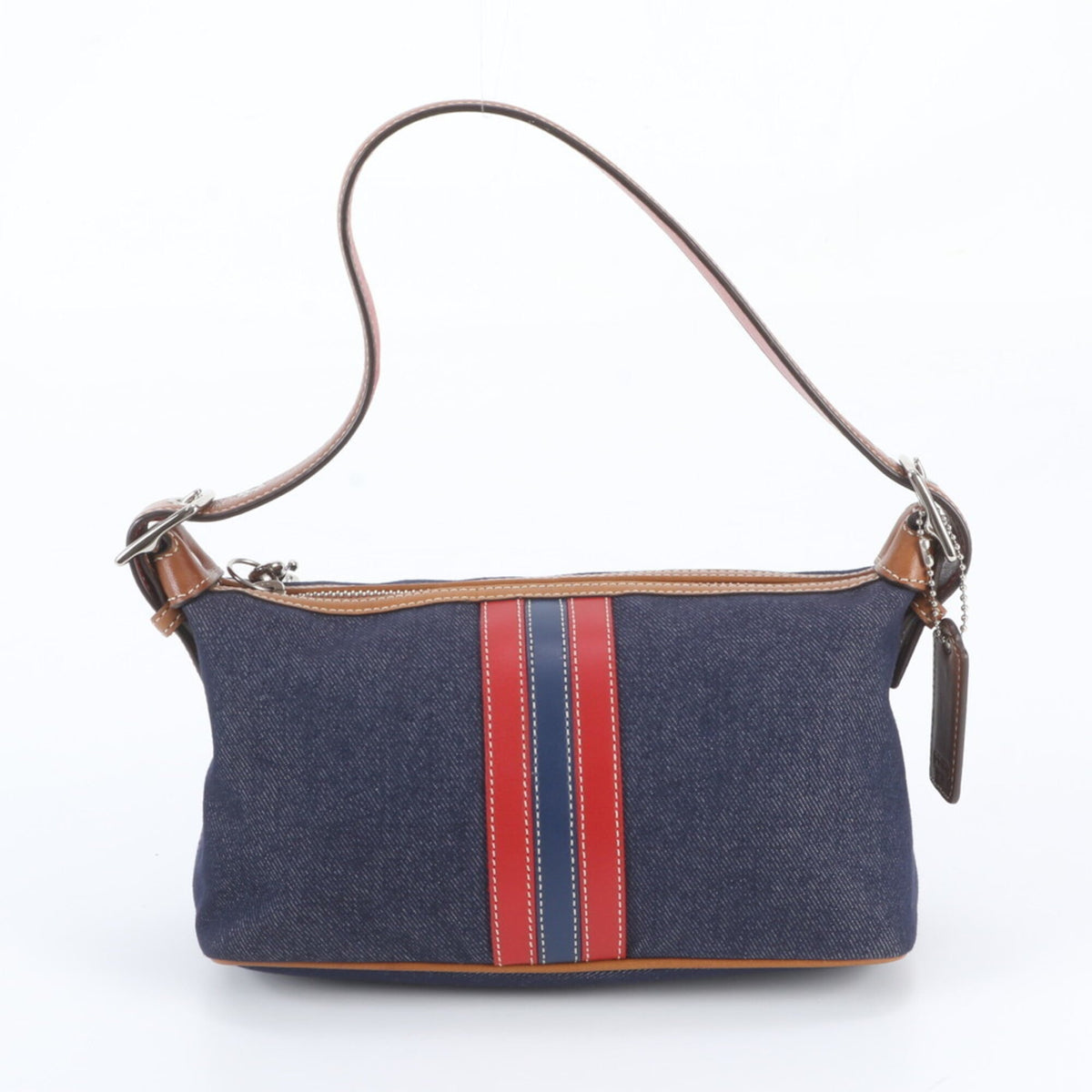 Coach Blue Red Color Leather Canvas Handbag Shoulder Bag (Pre-Owned)