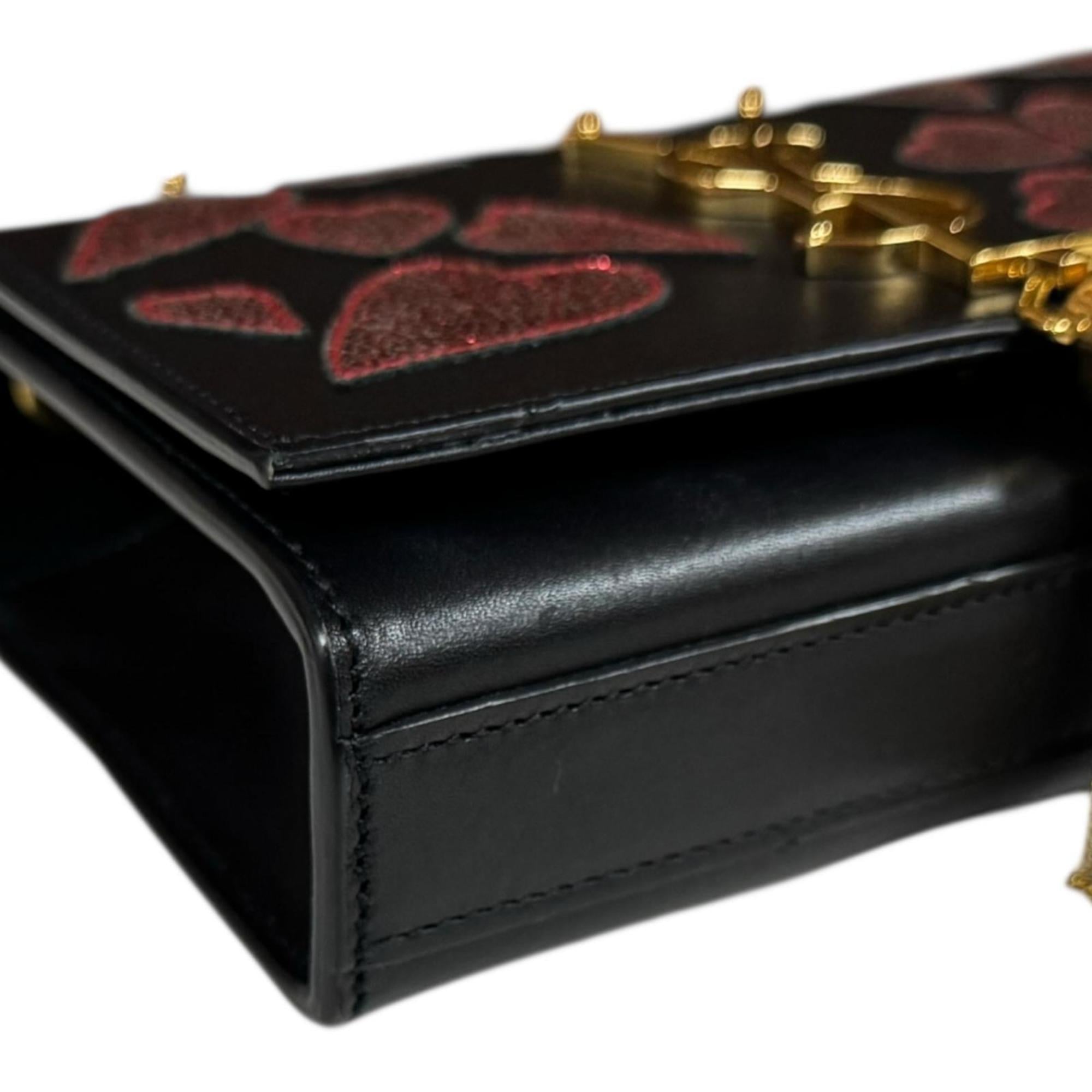 Saint Laurent Black Red Color Leather Shoulder Bag (Pre-Owned)