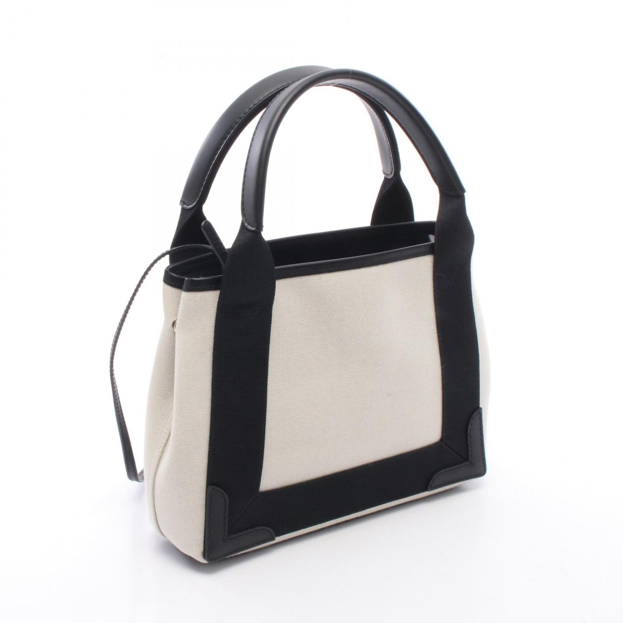 Balenciaga Black Ivory Canvas Leather Handbag (Pre-Owned)