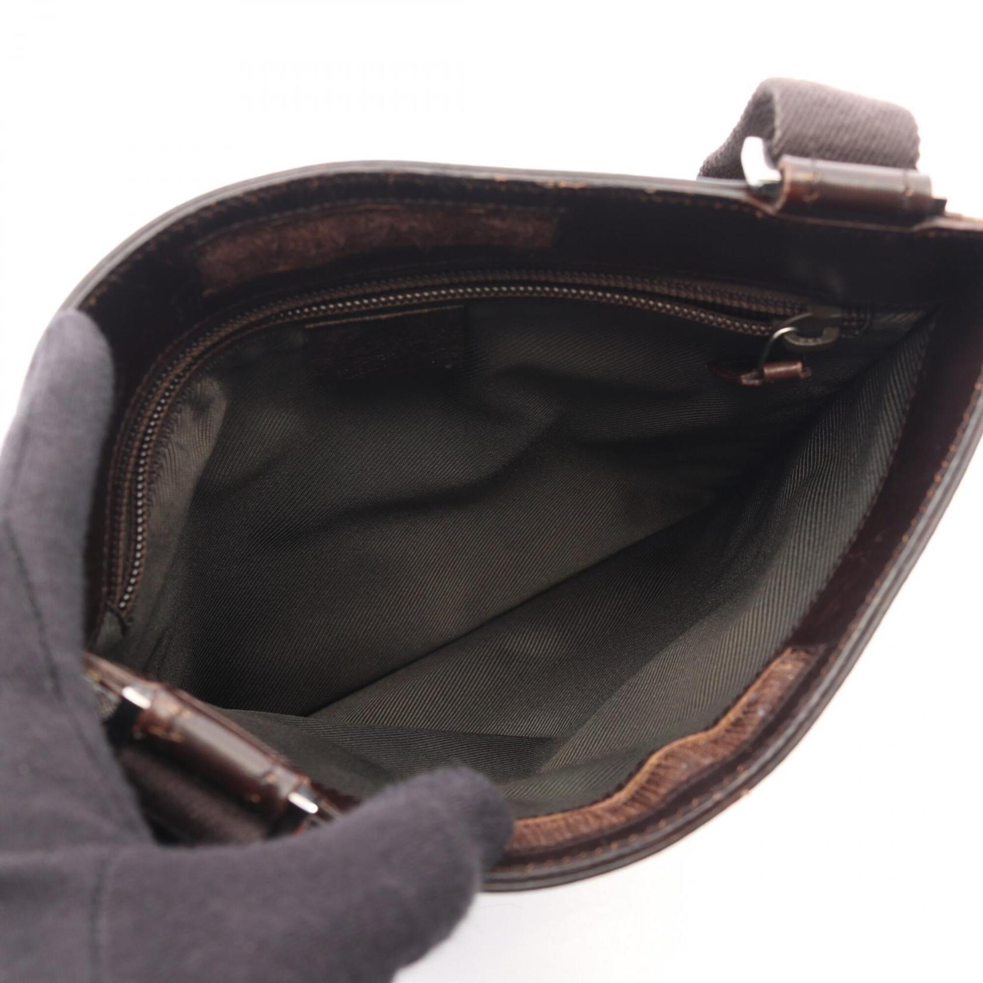 Gucci Beige Brown Pvc Coated Canvas Leather Shoulder Bag (Pre-Owned)
