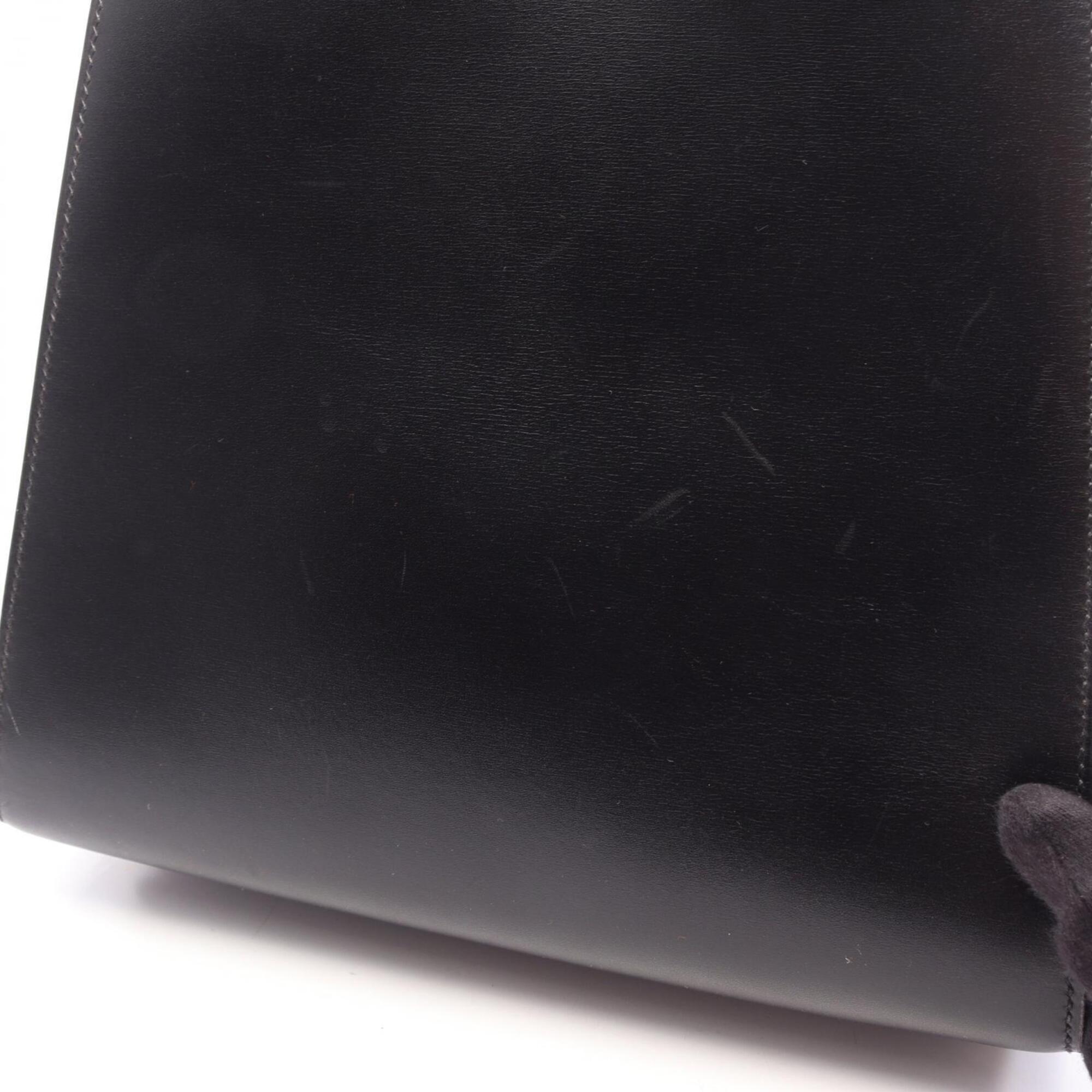 Hermes Black Box Calf Leather Leather Handbag Shoulder Bag (Pre-Owned)