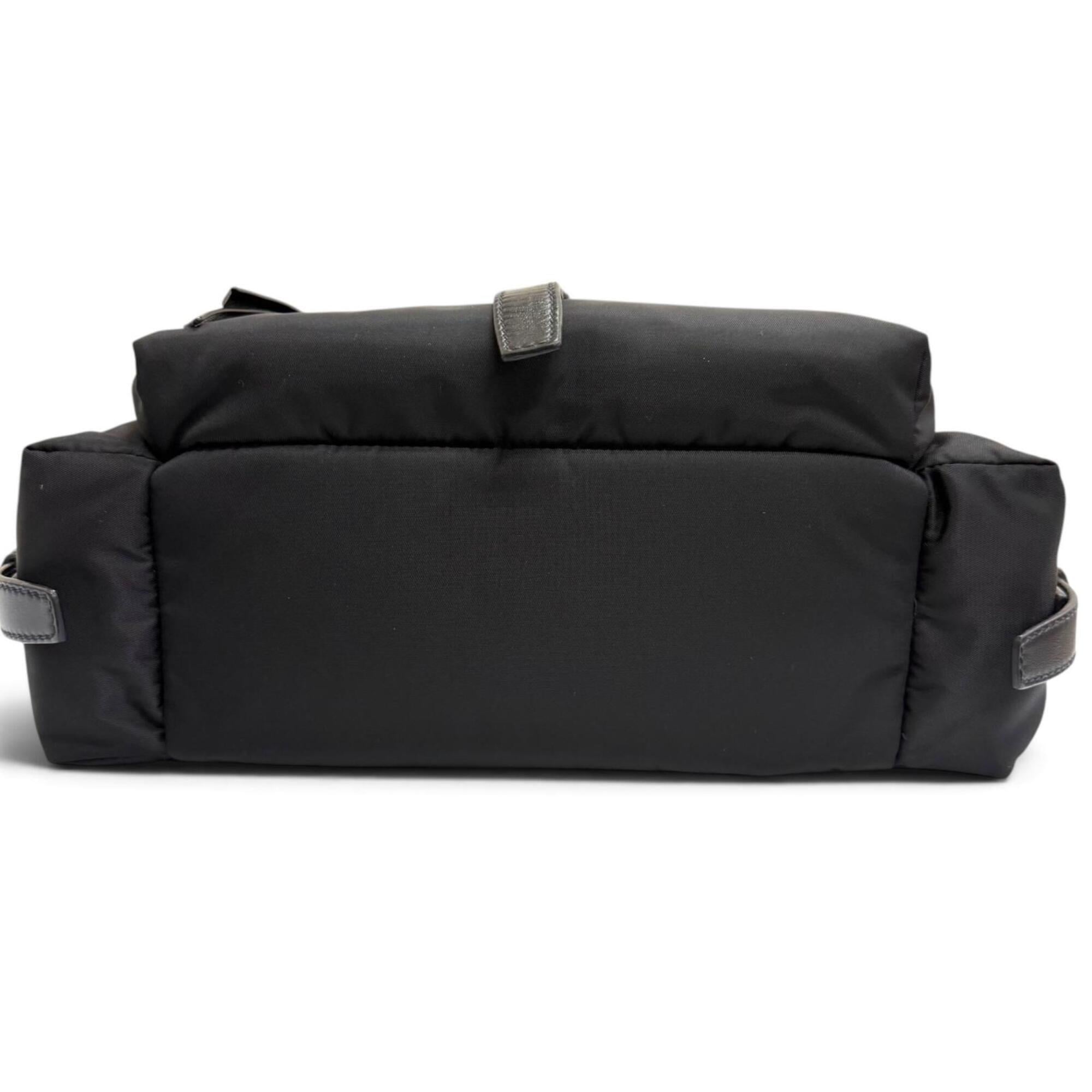 Prada Black Gold Polyamide Leather Shoulder Bag (Pre-Owned)