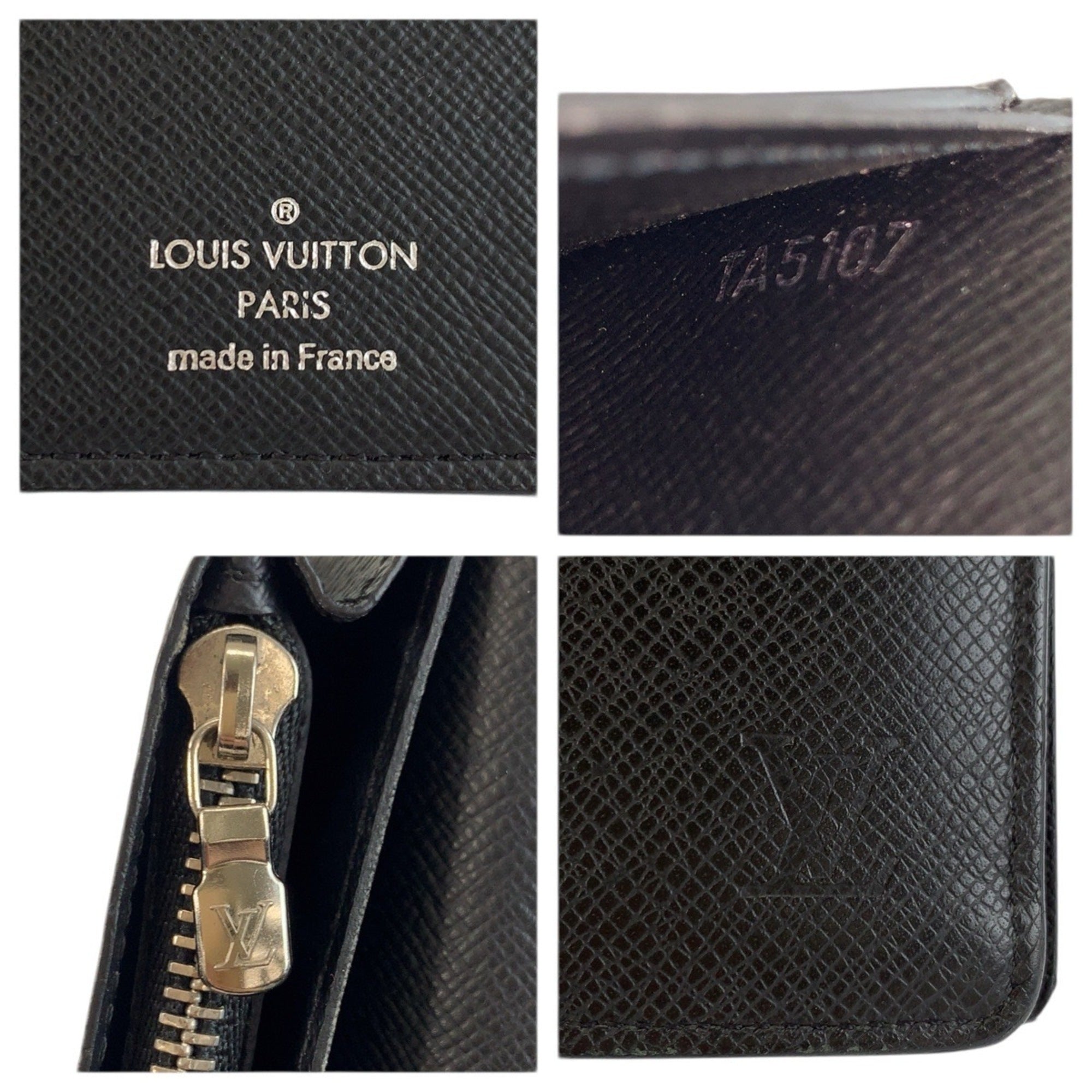 Louis Vuitton Black Noir Taiga Leather Coin Purse/Coin Case (Pre-Owned)
