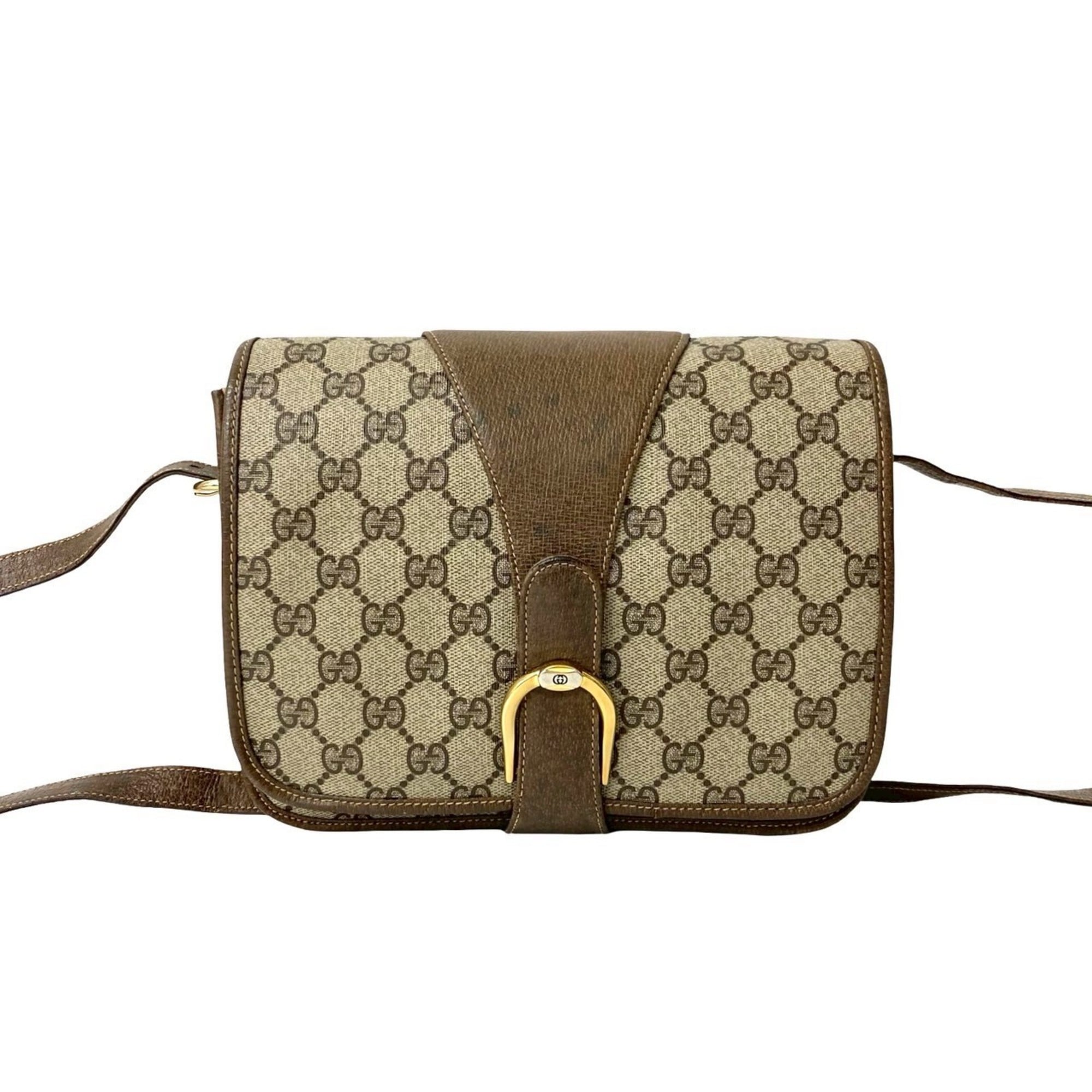 Gucci Brown Leather Pvc Pochette Shoulder Bag (Pre-Owned)