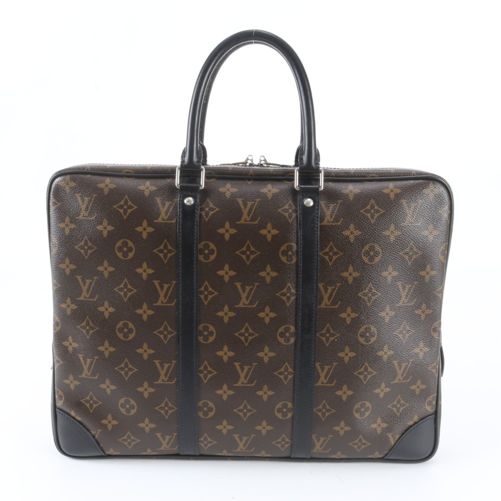 Louis Vuitton Brown Leather Coated Canvas Briefcase Tote Bag (Pre-Owned)