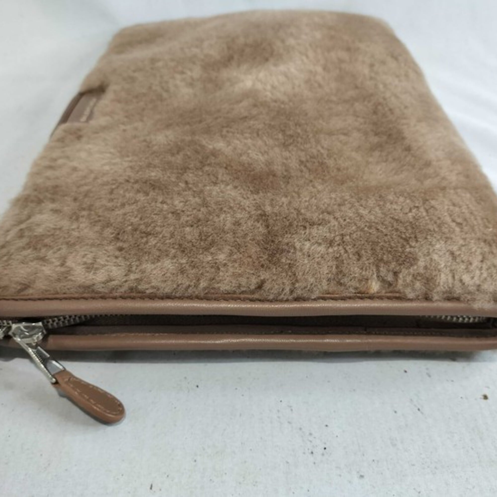 Balenciaga Brown Leather Fur Clutch Bag (Pre-Owned)