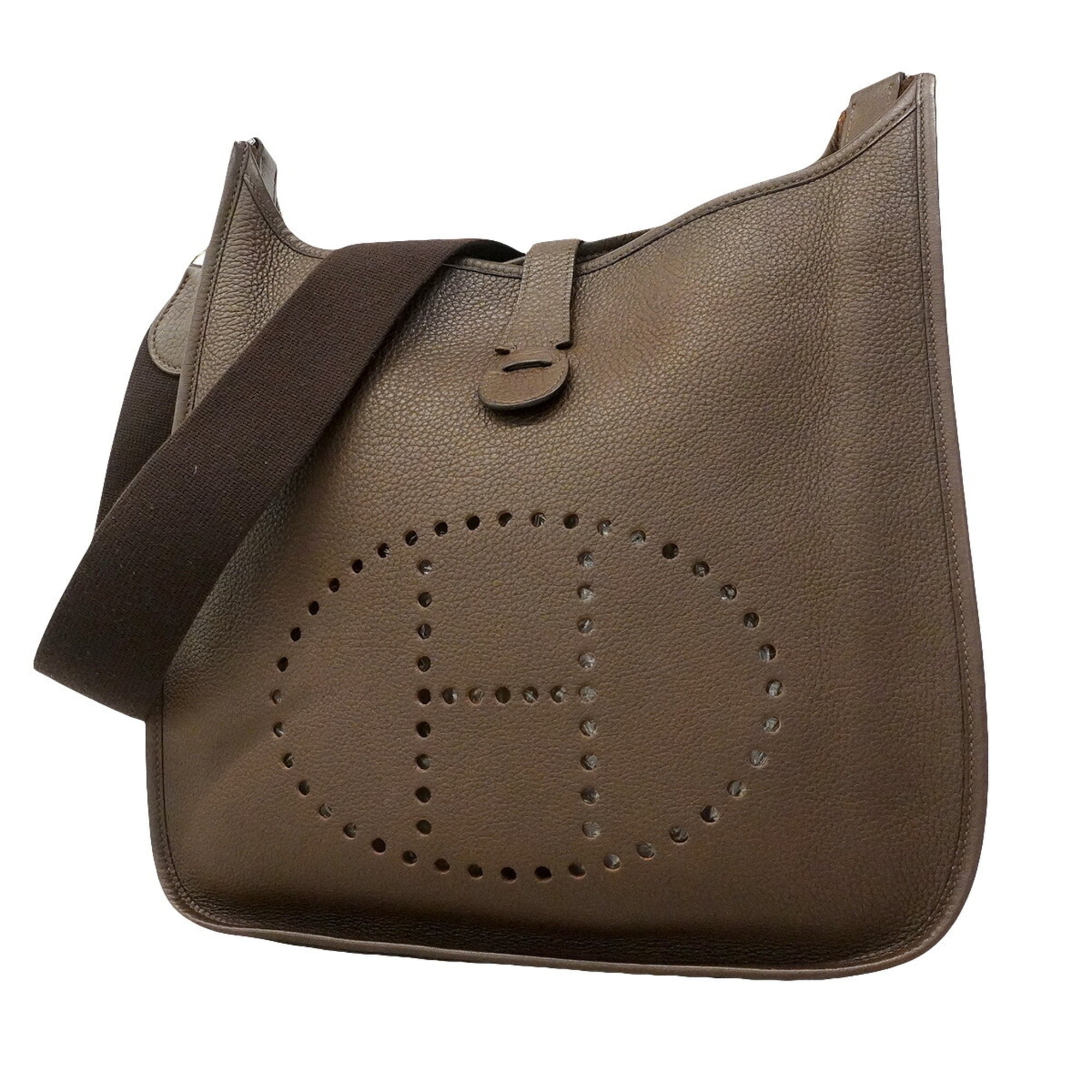 Hermes Havane Taurillon Clemence Leather Shoulder Bag (Pre-Owned)