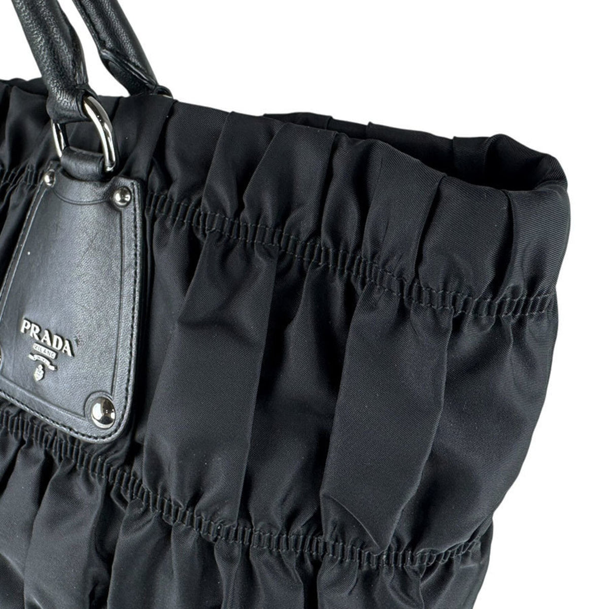 Prada Black Nylon Leather Handbag (Pre-Owned)