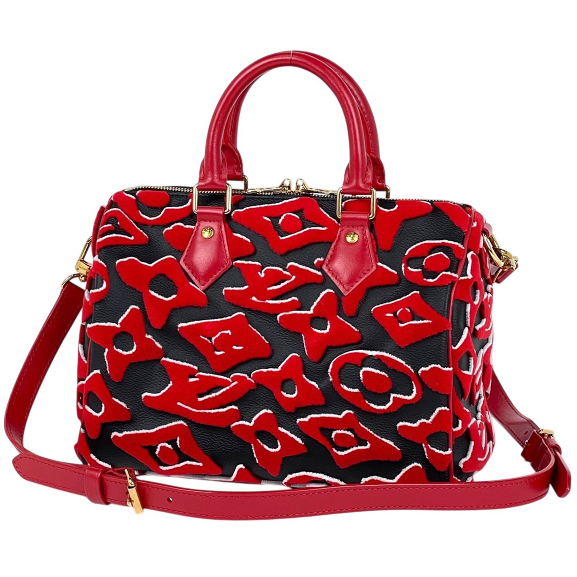 Louis Vuitton Black Red Color Monogram Handbag (Pre-Owned)