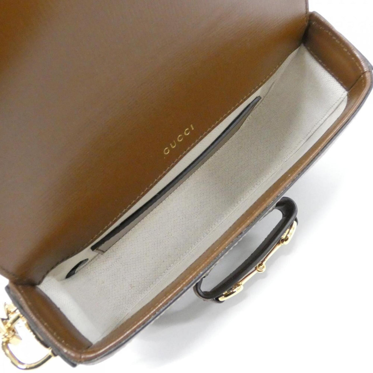 Gucci Beige Brown Gg Supreme Canvas Leather Shoulder Bag (Pre-Owned)