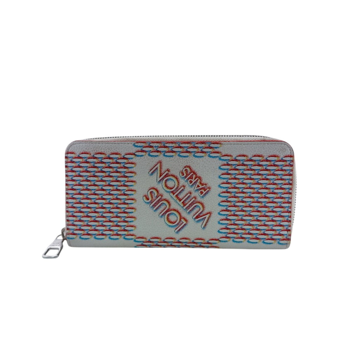 Louis Vuitton Damier Canvas Red Color White Leather Long Wallet (Bi-Fold) (Pre-Owned)