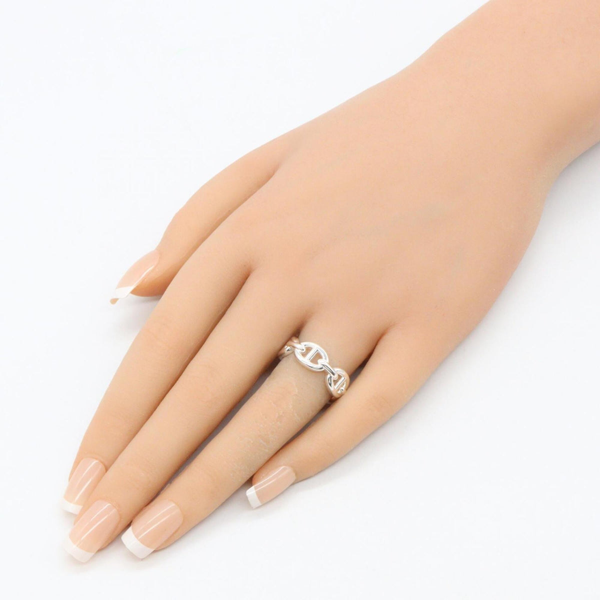 Hermes Silver Silver 925 Band Ring (Pre-Owned)