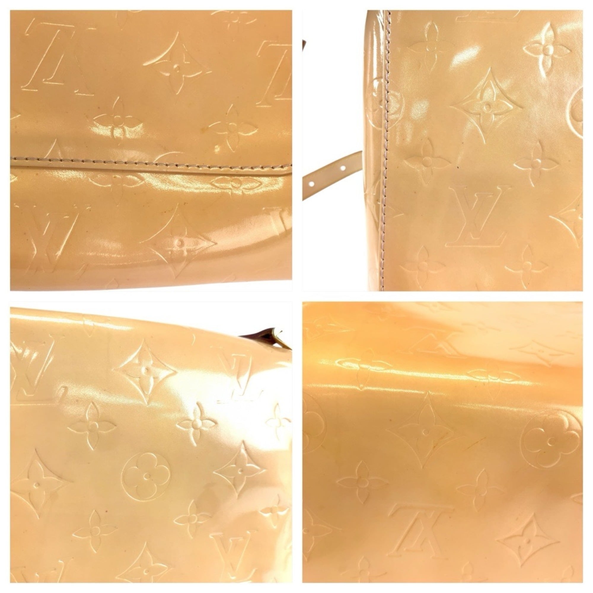 Louis Vuitton Beige Patent Leather Handbag Shoulder Bag (Pre-Owned)