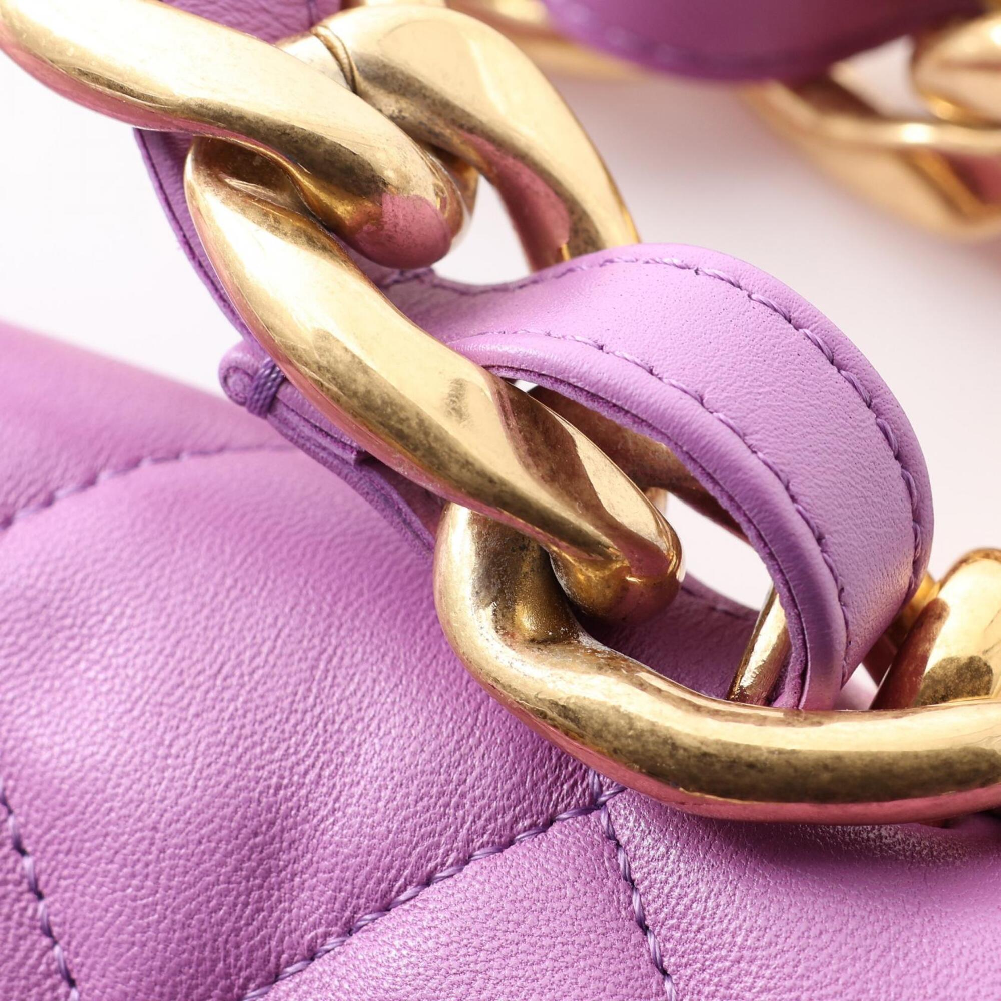 Chanel Purple Leather Handbag Shoulder Bag (Pre-Owned)