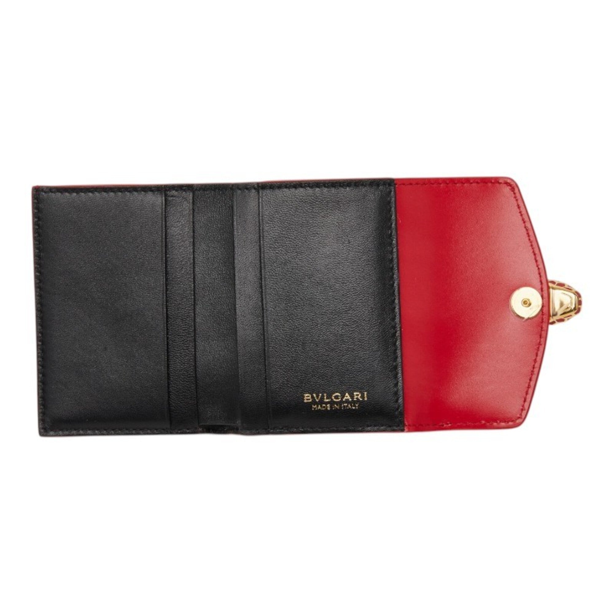 Bvlgari Pink Red Color Patent Leather Wallet (Tri-Fold) (Pre-Owned)