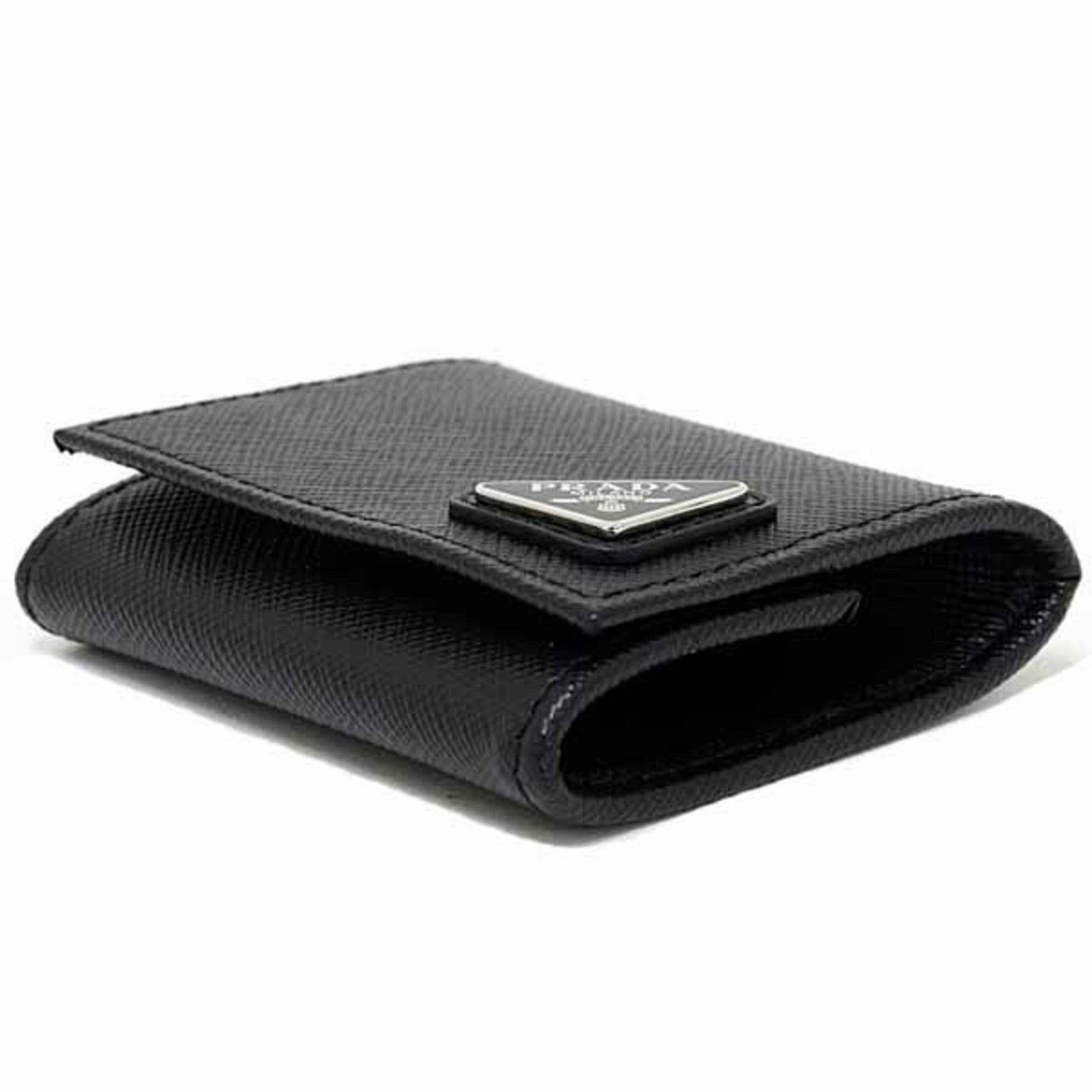 Prada Black Saffiano Triangle Coin Purse/Coin Case (Pre-Owned)