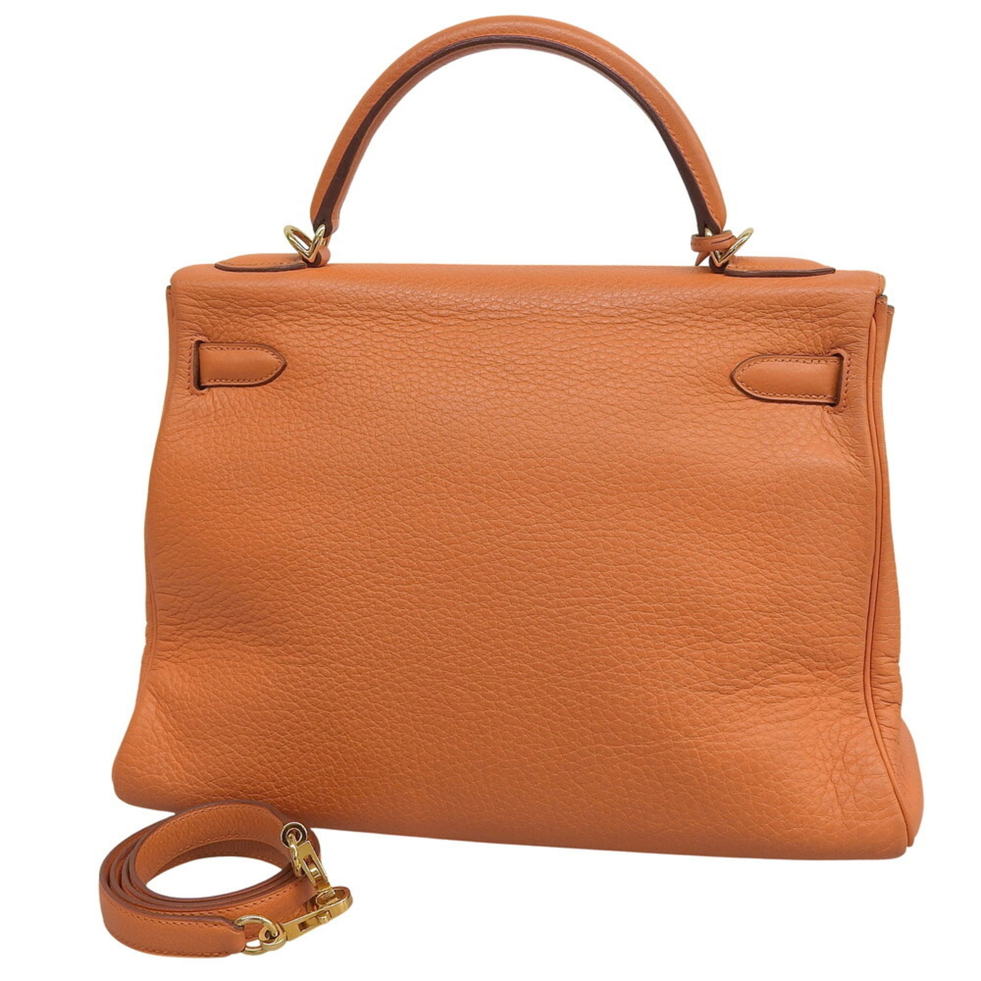 Hermes Orange Taurillon Clemence Leather Handbag Shoulder Bag (Pre-Owned)