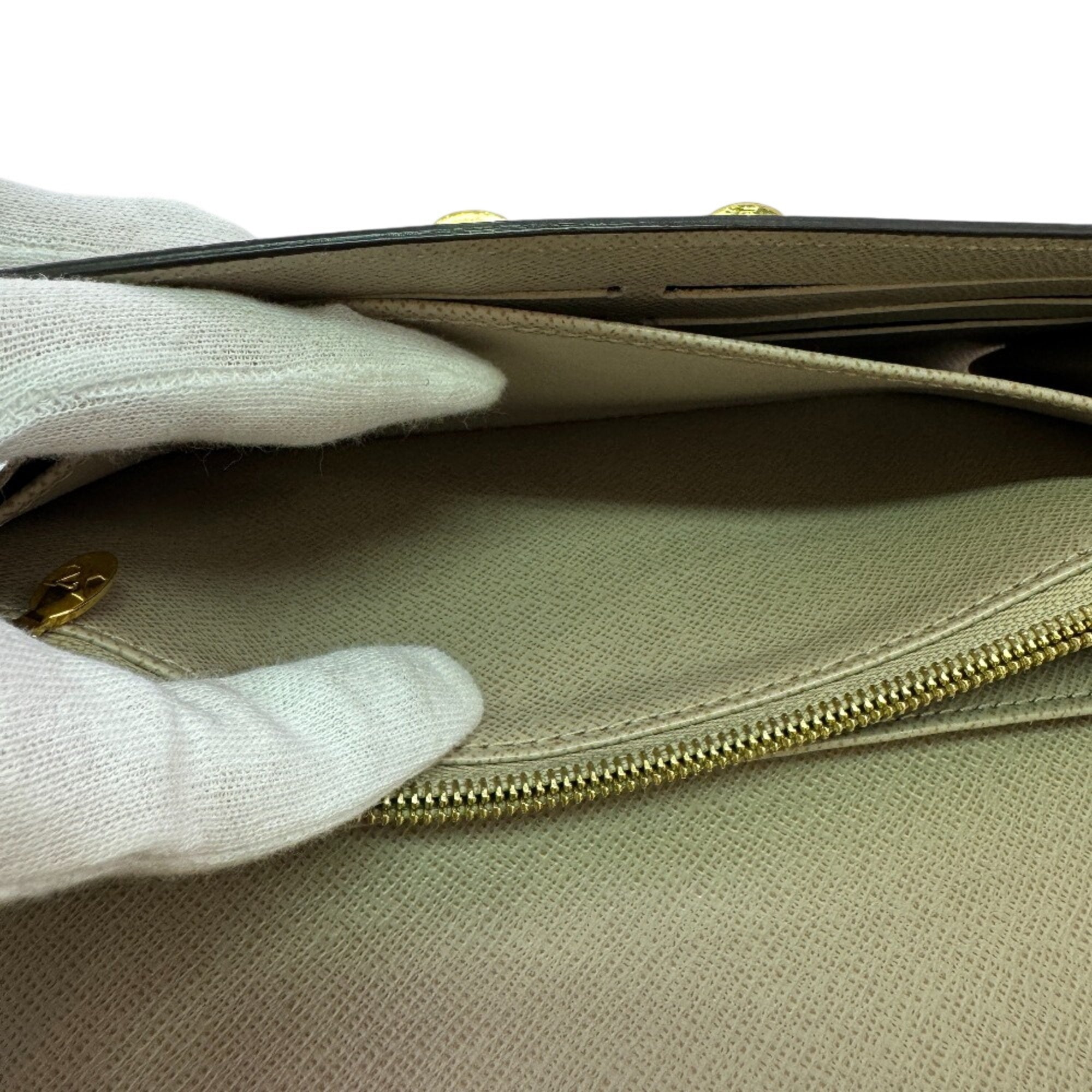 Louis Vuitton Beige Galle Leather Long Wallet (Tri-Fold) (Pre-Owned)