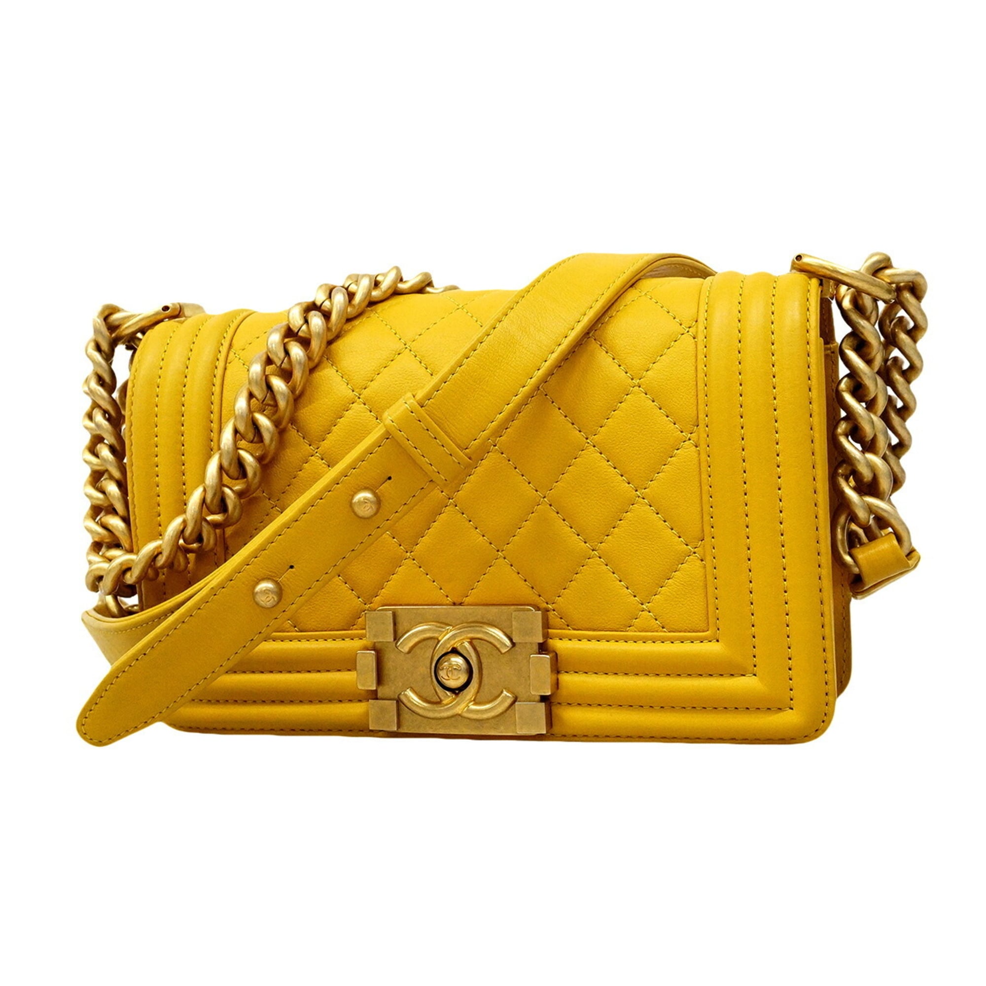 Chanel Yellow Leather Shoulder Bag (Pre-Owned)