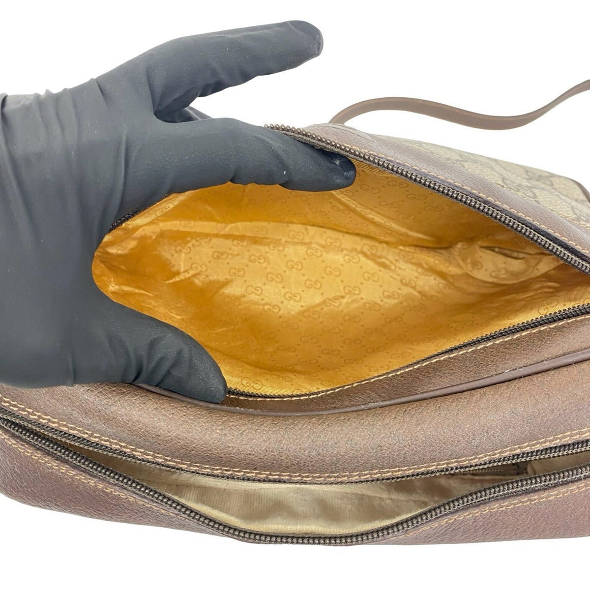 Gucci Brown Leather Pvc Pochette Shoulder Bag (Pre-Owned)