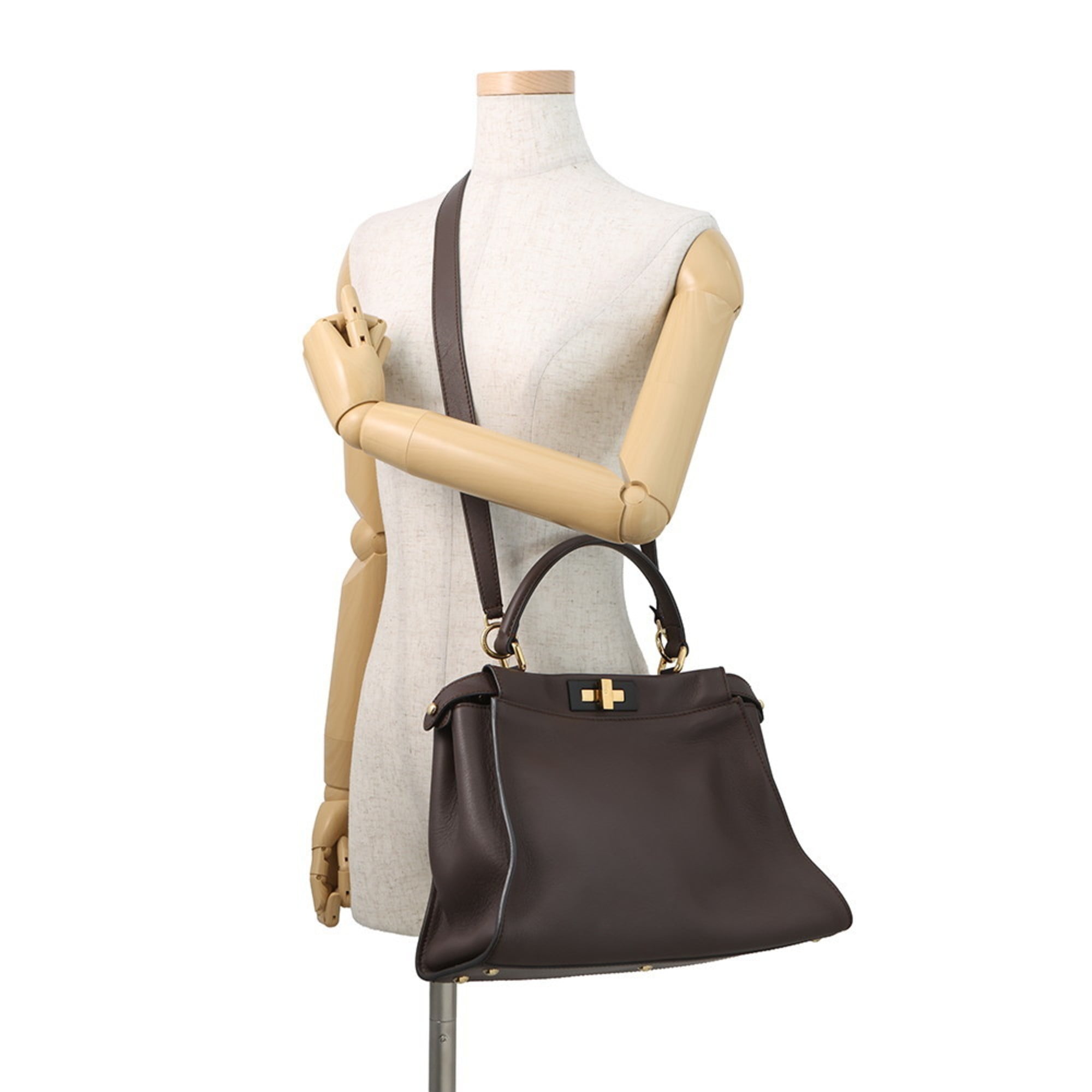 Fendi Brown Leather Handbag Shoulder Bag (Pre-Owned)