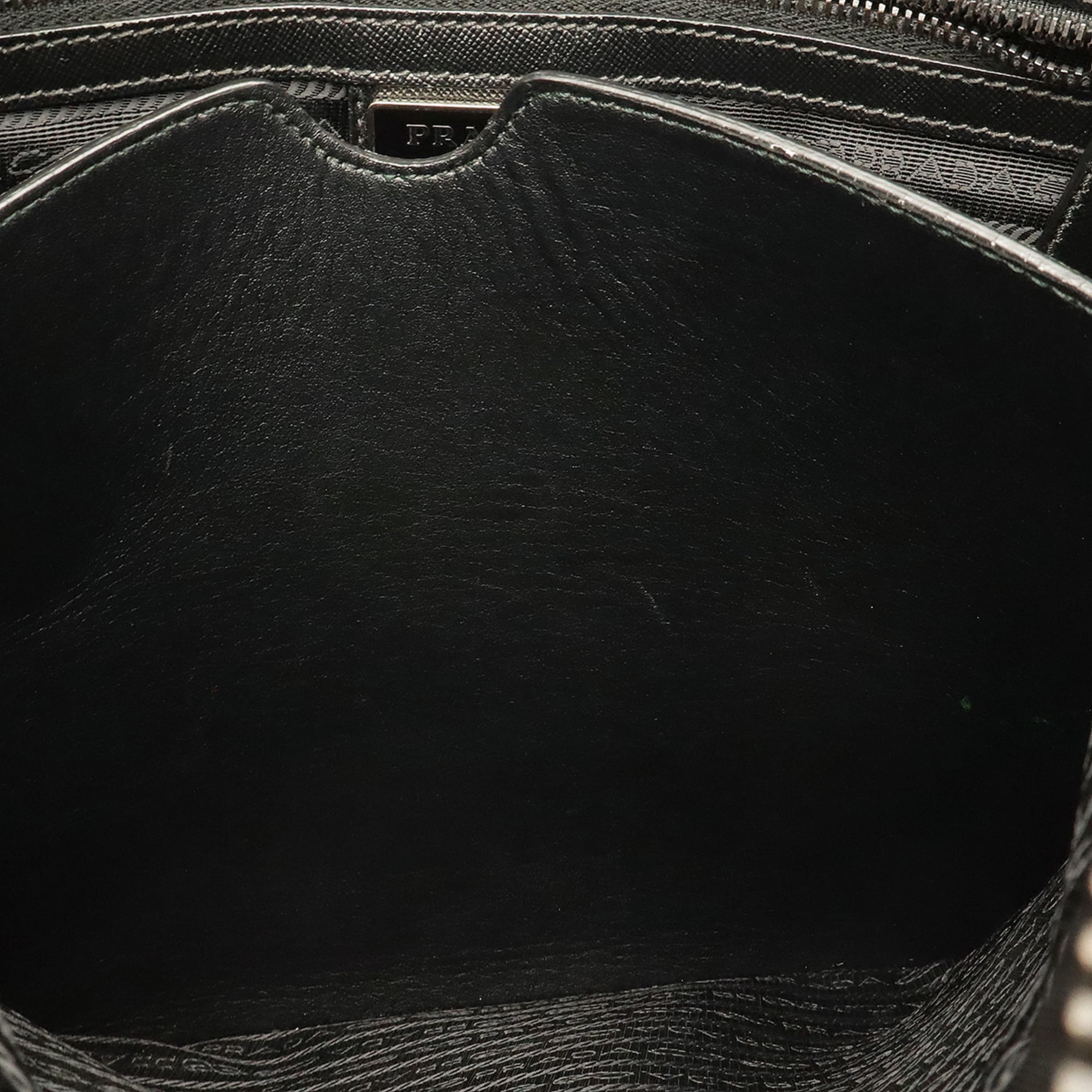 Prada Black Nylon Leather Handbag Shoulder Bag Tote Bag (Pre-Owned)