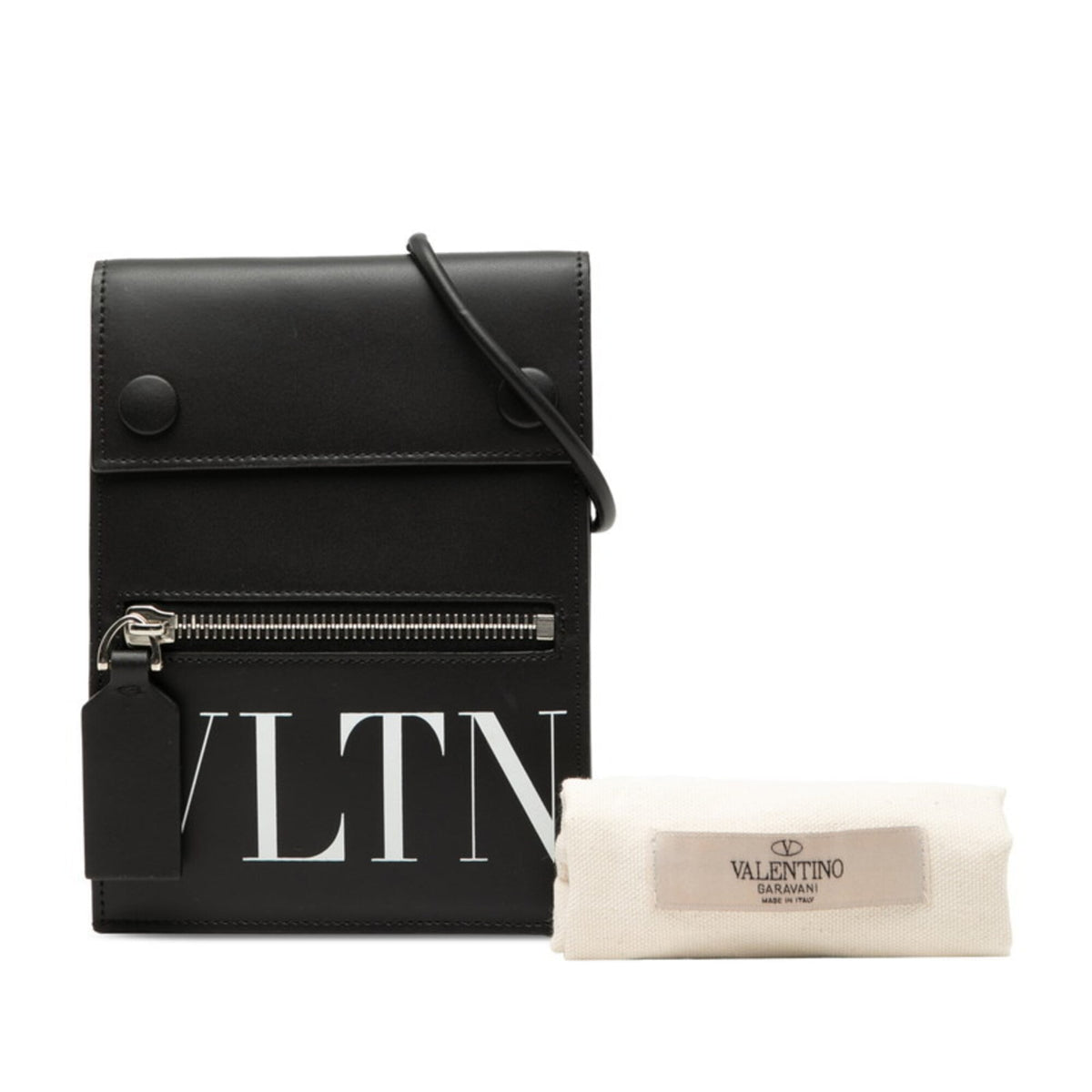 Valentino Black White Leather Shoulder Bag (Pre-Owned)