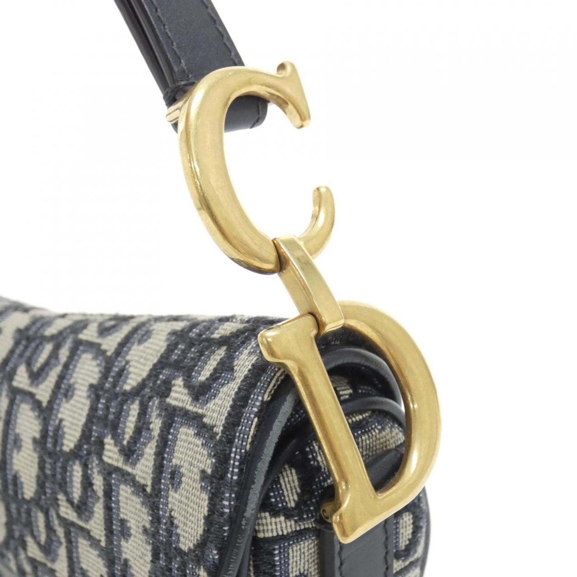 Christian Dior Blue Canvas Handbag Saddle Bag (Pre-Owned)
