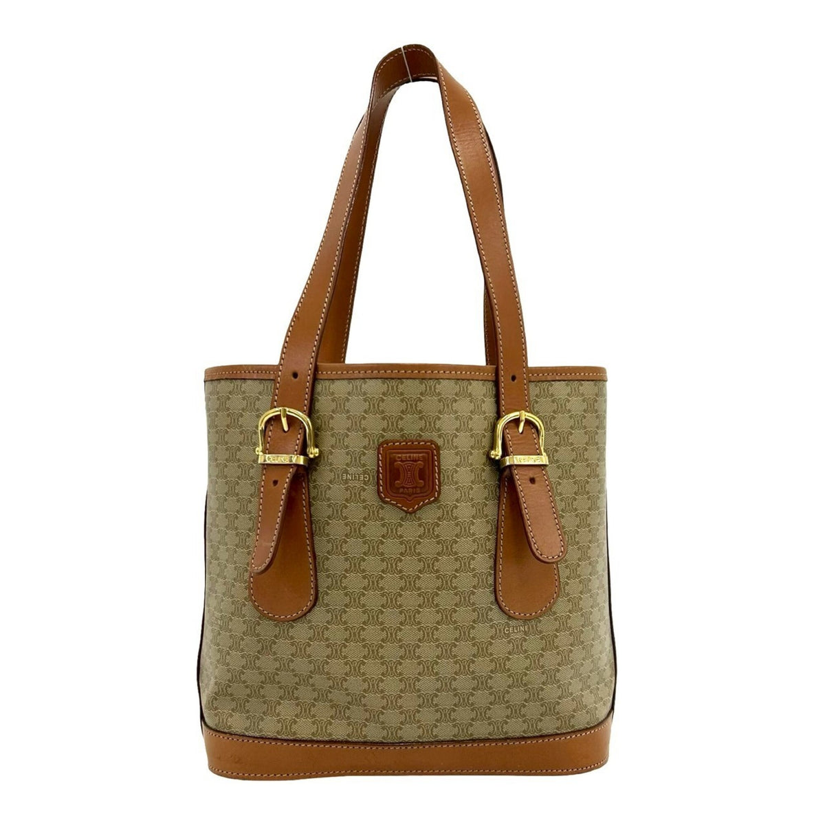 Celine Beige Brown Leather Pvc Handbag Tote Bag (Pre-Owned)