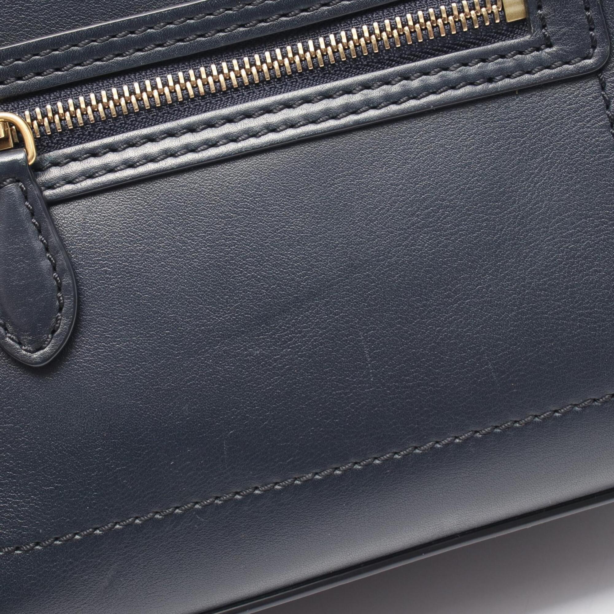 Celine Navy Leather Handbag Tote Bag (Pre-Owned)