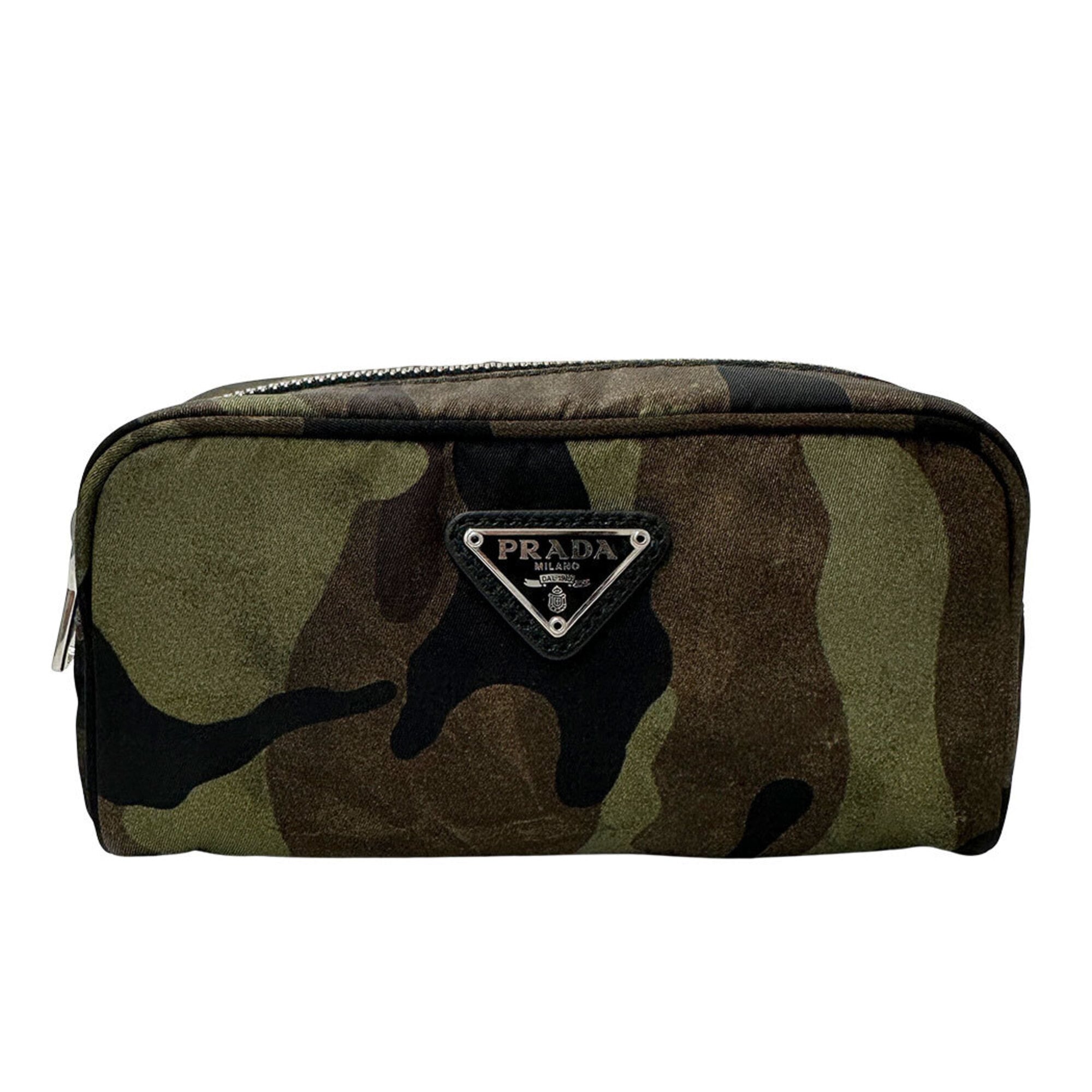 Prada Camouflage Khaki Nylon Handbag Pouch (Pre-Owned)
