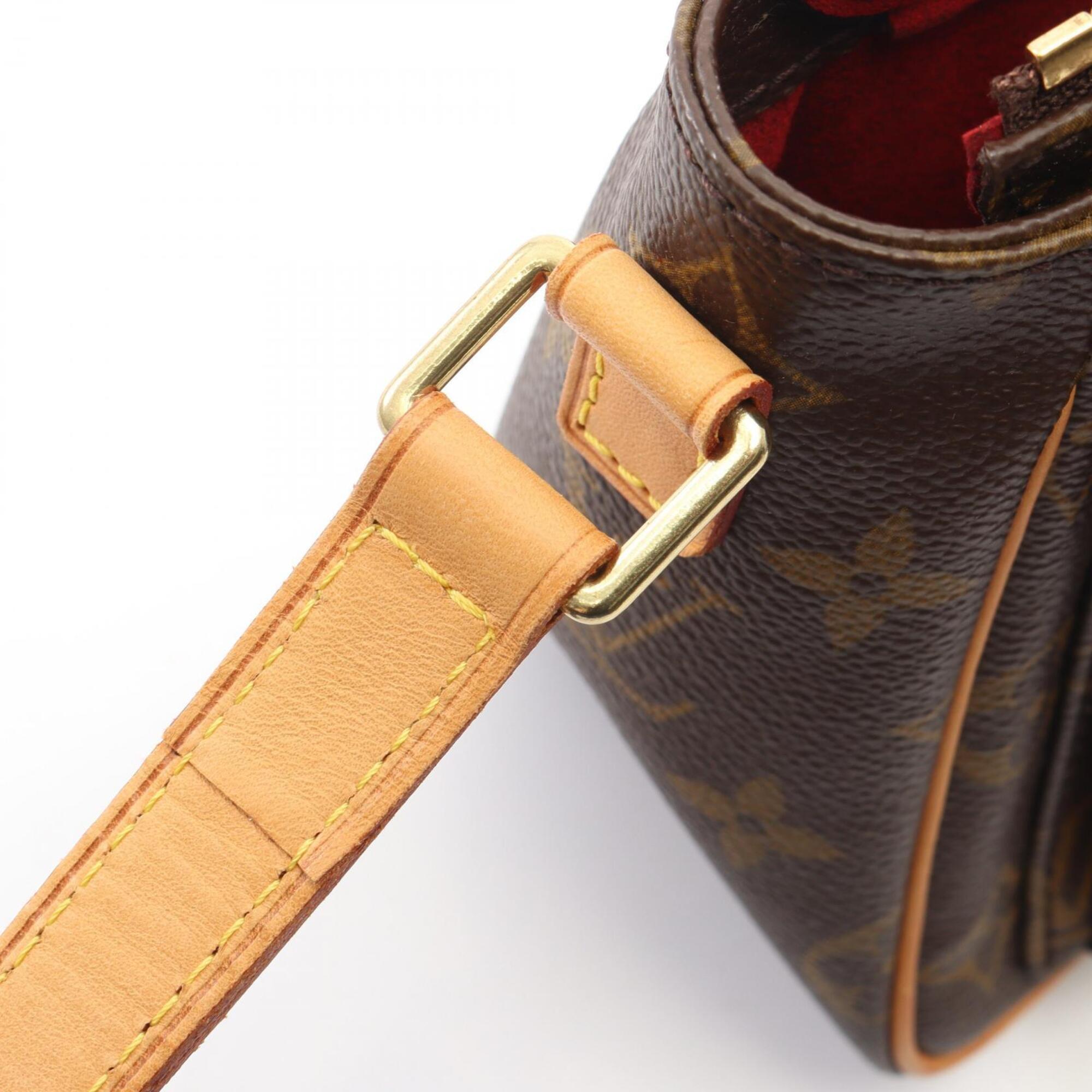 Louis Vuitton Brown Coated Canvas Monogram Leather Handbag Shoulder Bag (Pre-Owned)