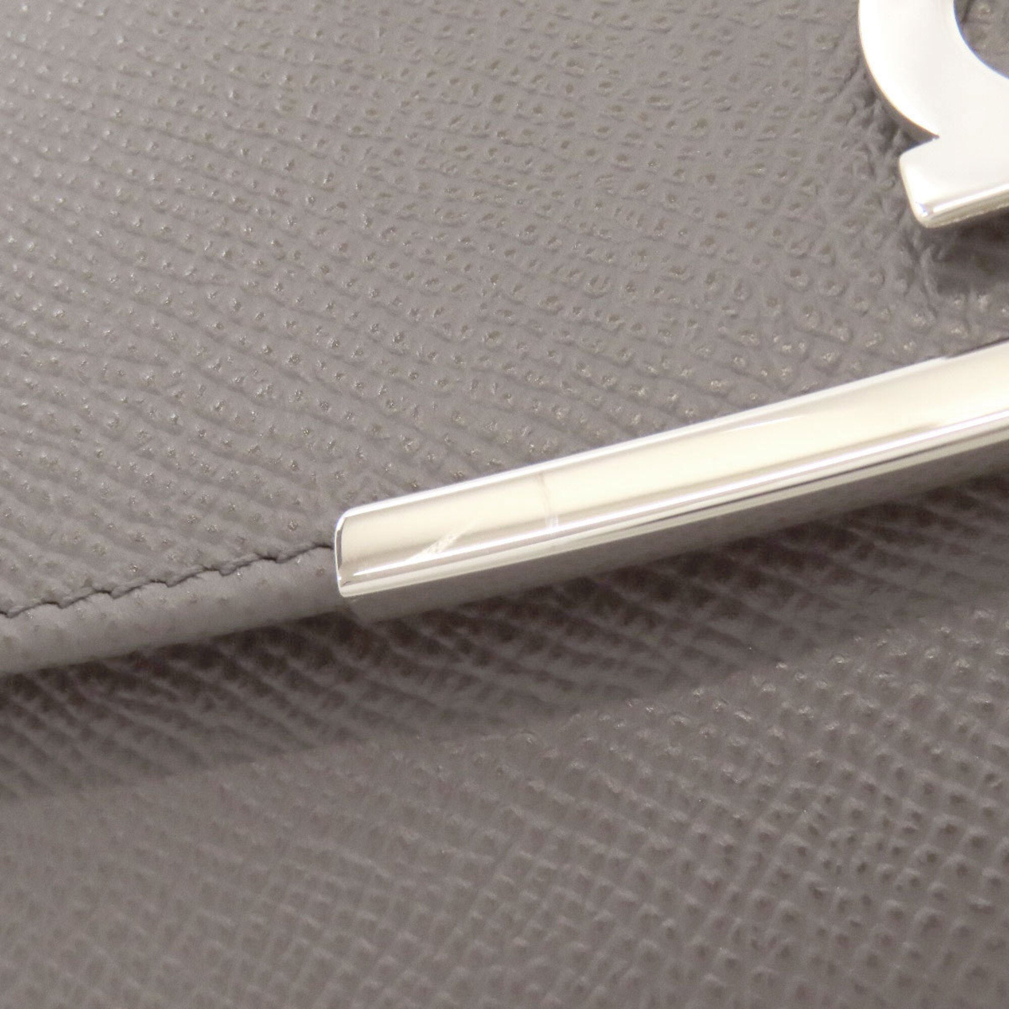 Salvatore Ferragamo Gray Leather Long Wallet (Bi-Fold) (Pre-Owned)