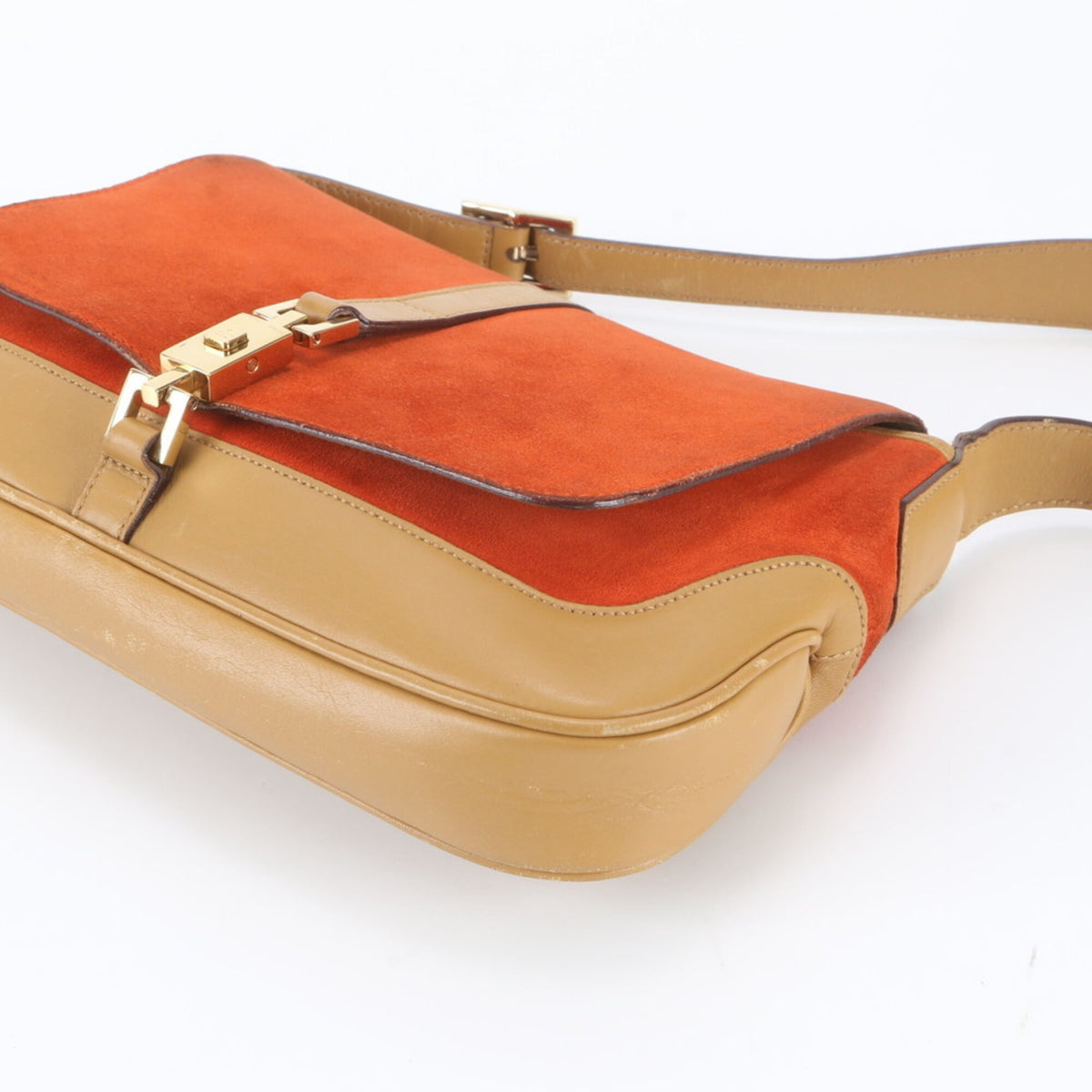 Gucci Beige Orange Leather Handbag Shoulder Bag (Pre-Owned)