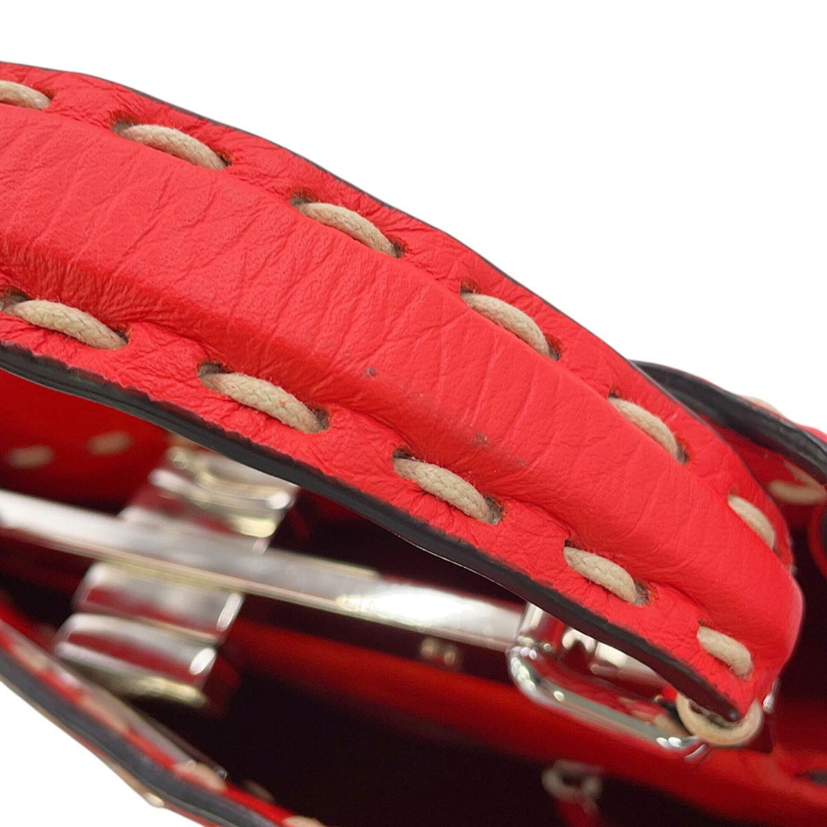 Fendi Peekaboo Orange Leather Handbag Shoulder Bag (Pre-Owned)